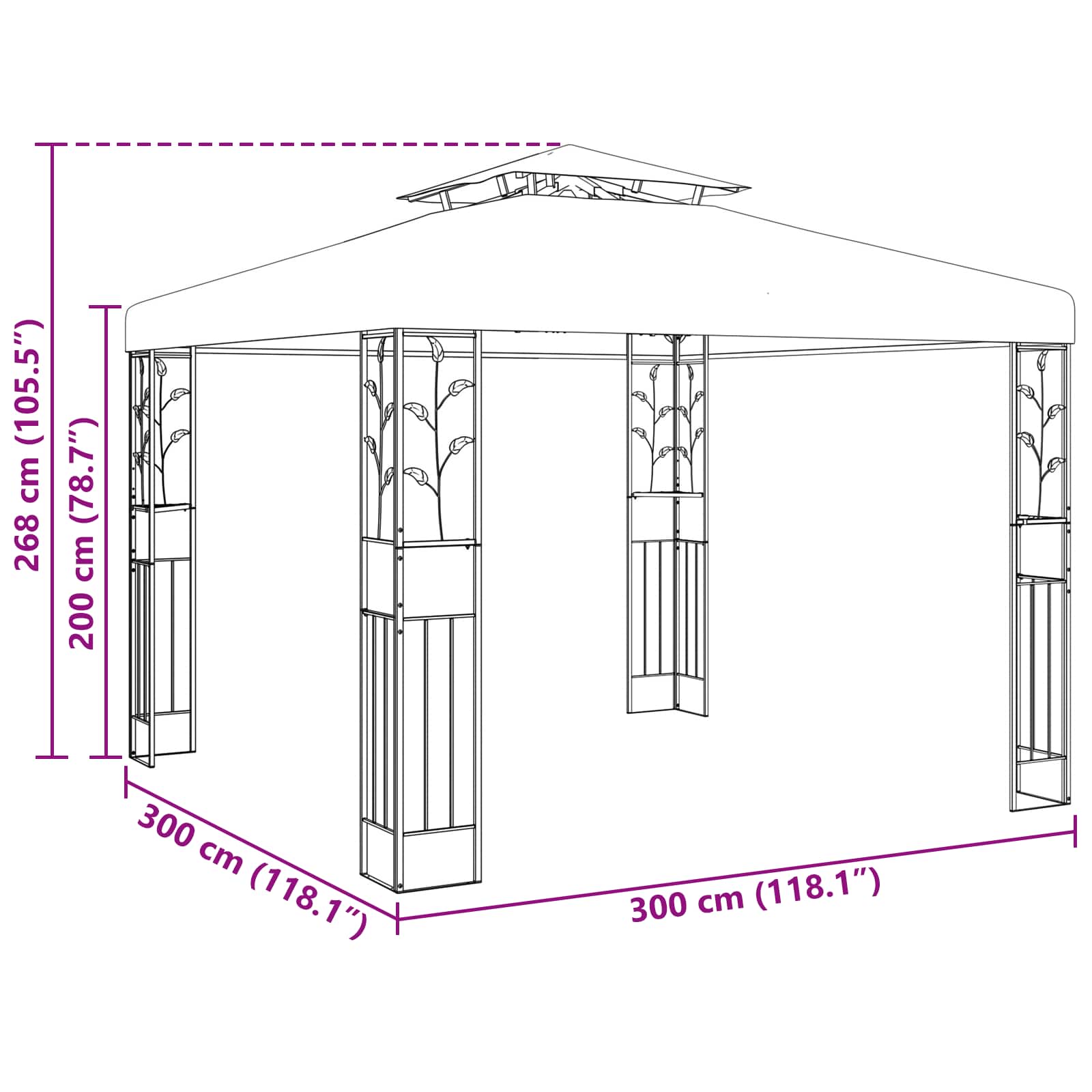 Gazebo 3 x 3 x 2,68 m Zelena Poliester i čelik