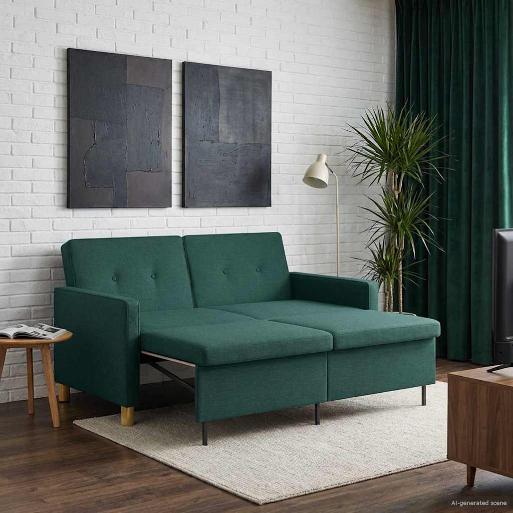Krevet-sofa na razvlačenje Tamnozelena Tkanina