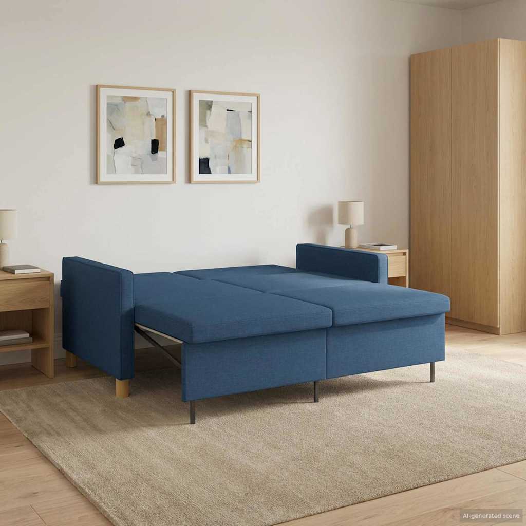 Krevet-sofa na razvlačenje Plava Tkanina