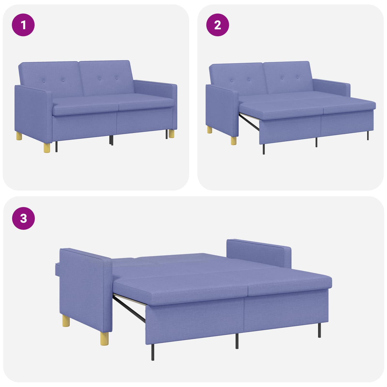 Krevet-sofa na razvlačenje Traper plava Tkanina