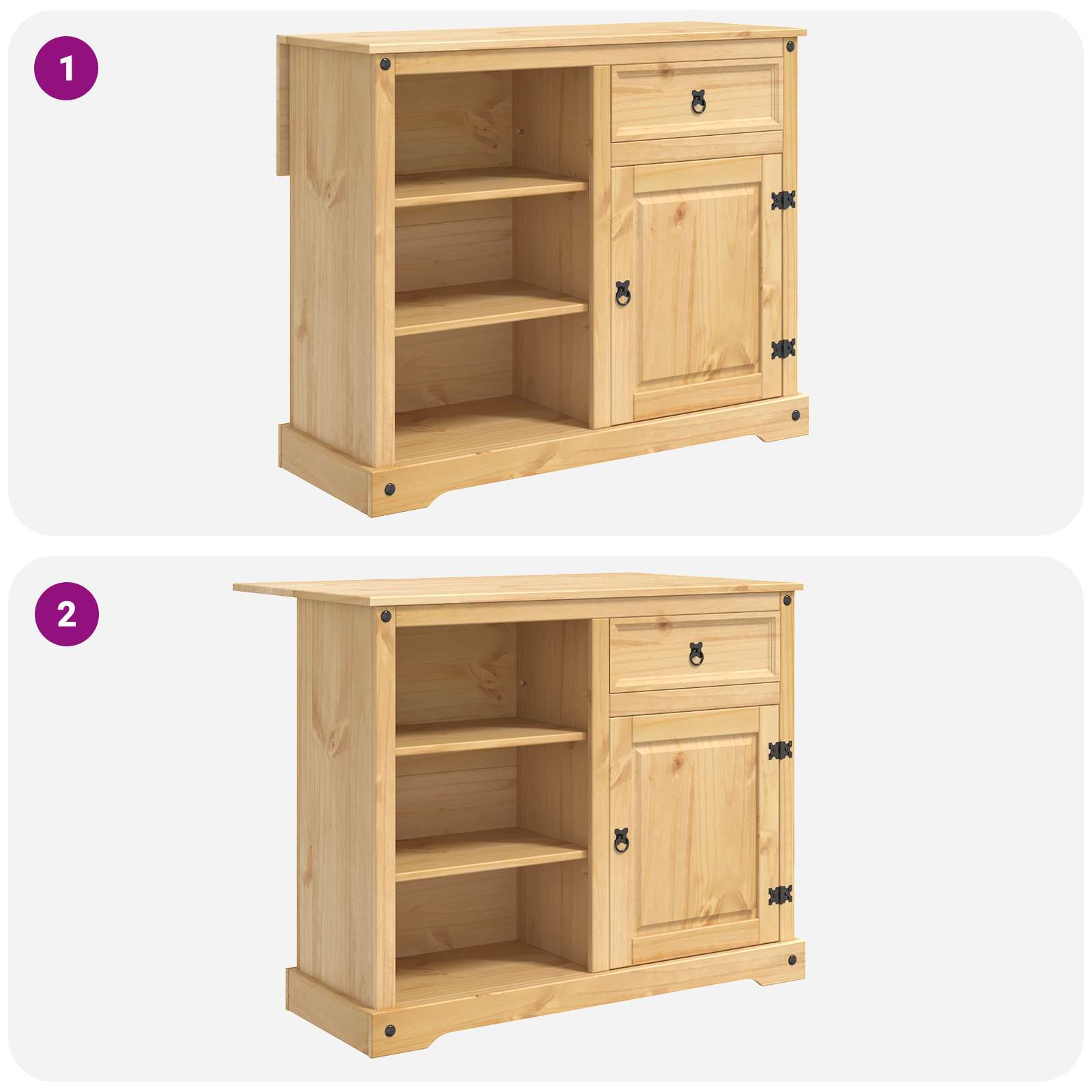 Set kuhinjskog otoka s ladicama 3 pcs Medeni vosak Čvrsta bor
