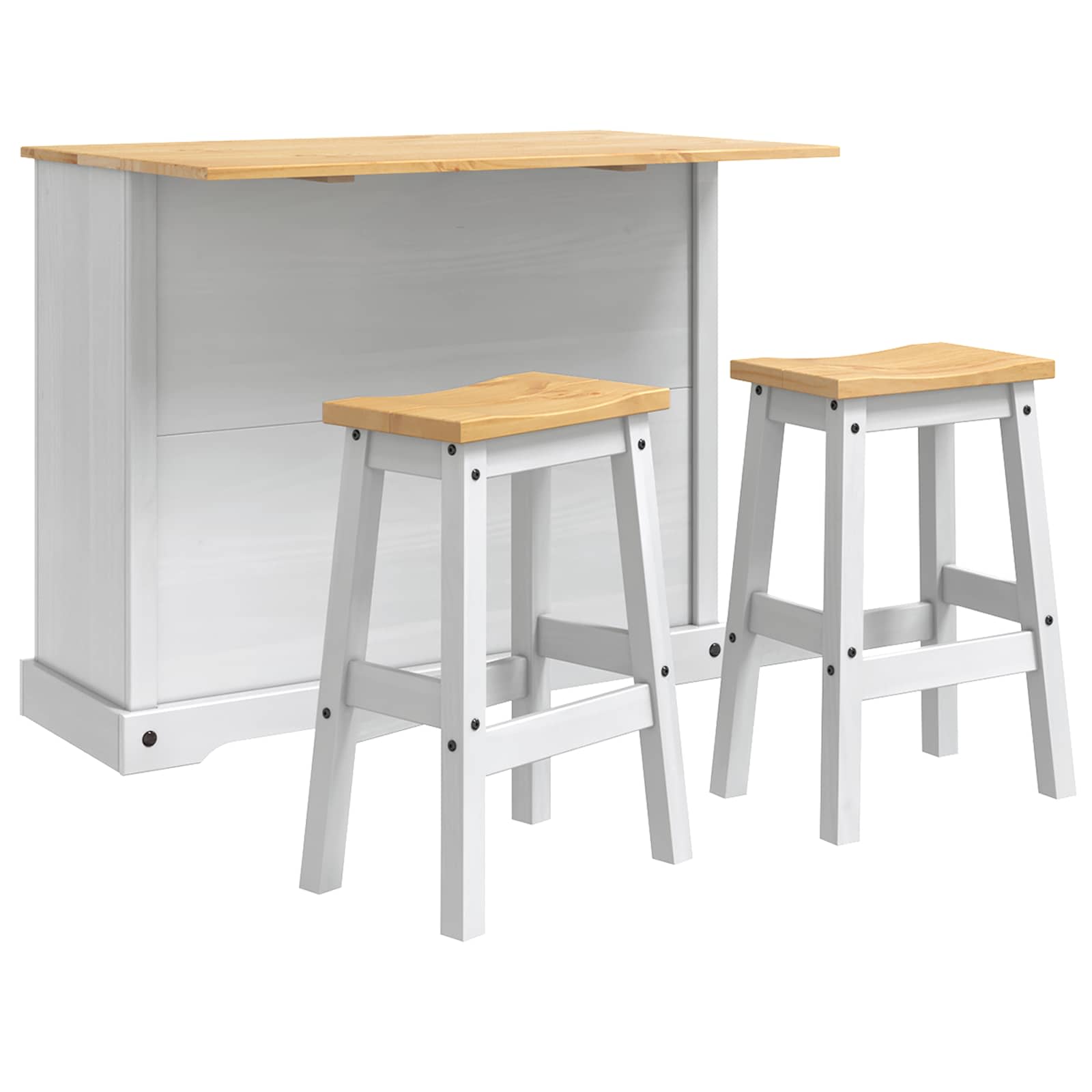 Set kuhinjskog otoka 3 pcs Bijela i vosak od meda Čvrsta bor