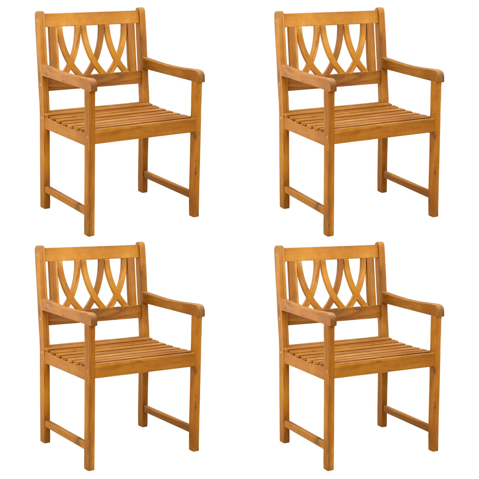 Vrtne stolice 4 pcs Prirodna Čvrsto drvo akacije