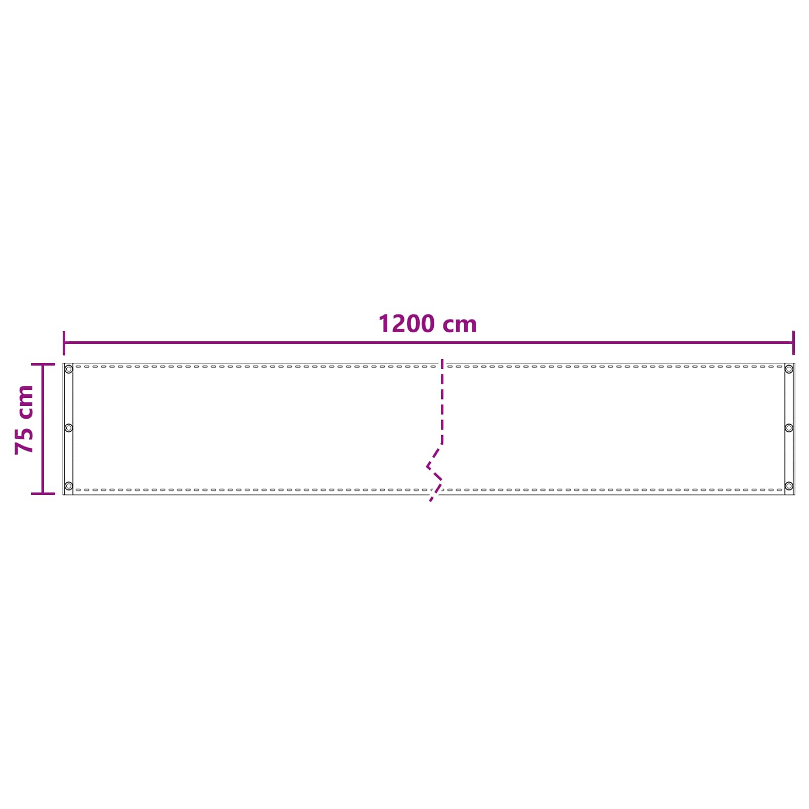 Balcony ekran Crna 75 x 1200 cm HDPE i Aluminij