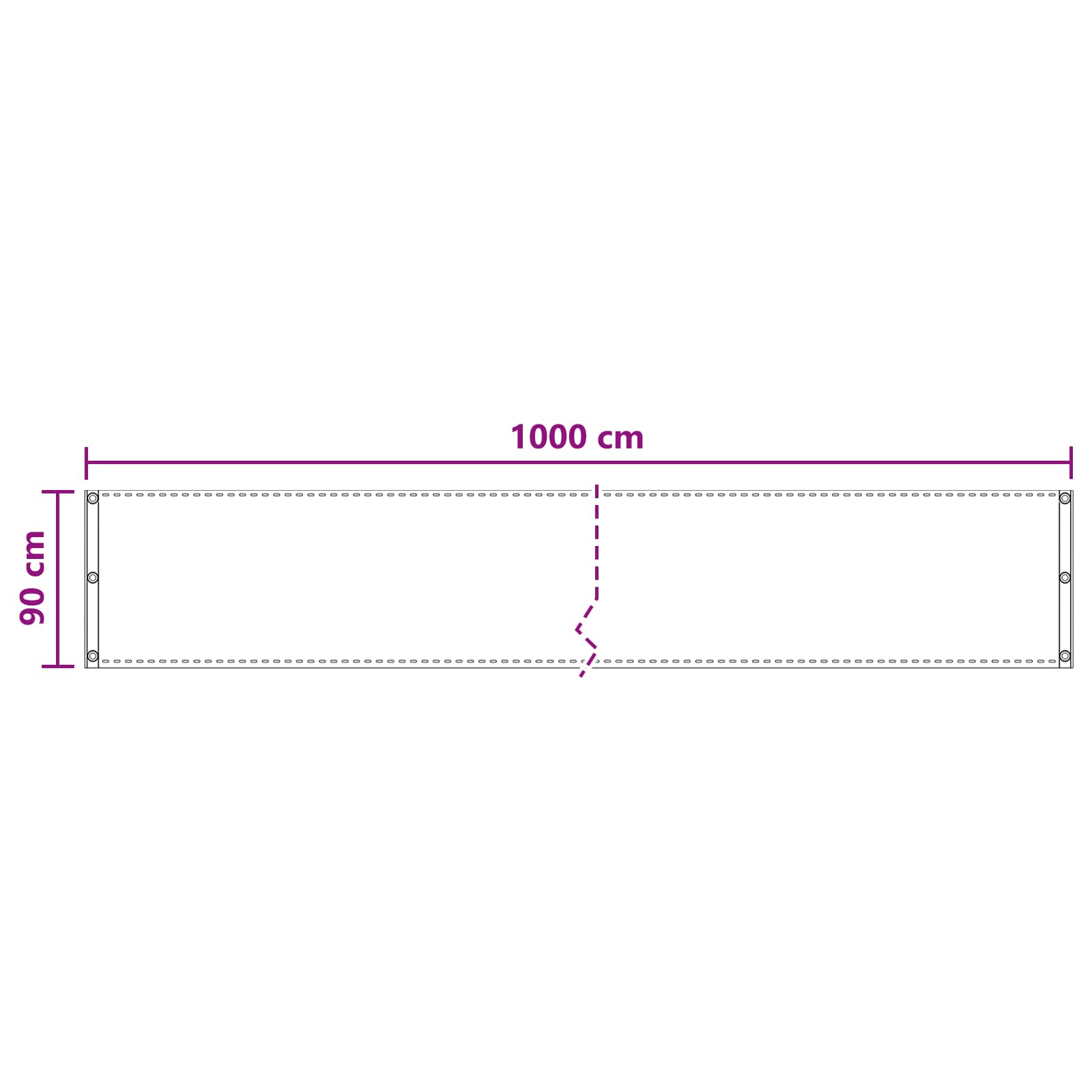 Balcony ekran Crna 90 x 1000 cm HDPE i Aluminij