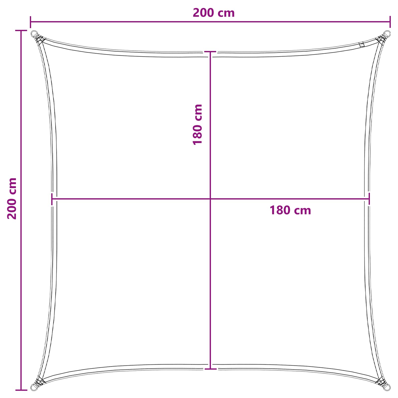 Jedrilica za sunčevu sjenu Svijetlo siva i bijela. 2 x 2 m HDPE