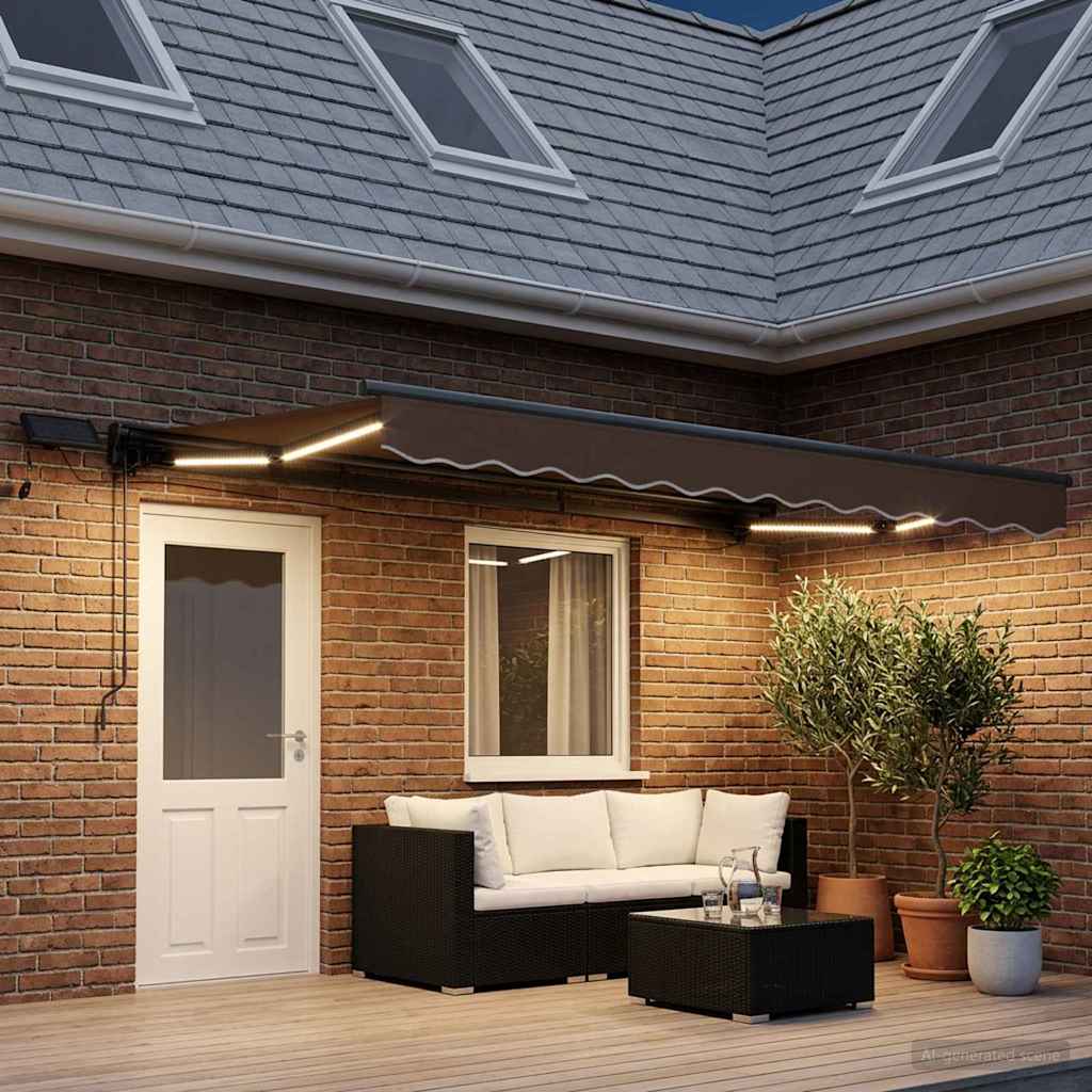 Ručni okvir tende s LED-ima Sivosmeđa 4,5 × 3 m