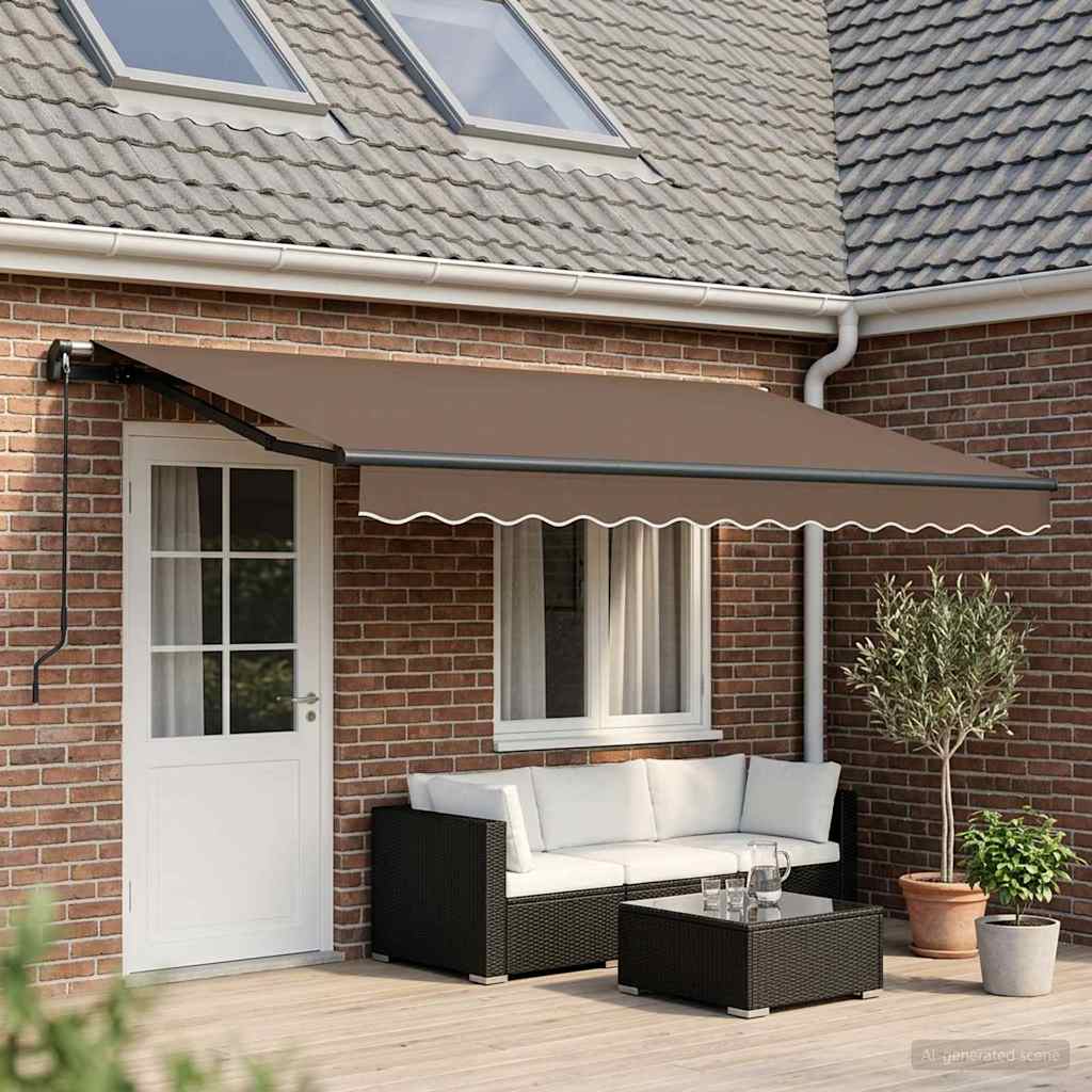 Povlačivi tende Sivosmeđa 400 × 300 cm Poliester i aluminij