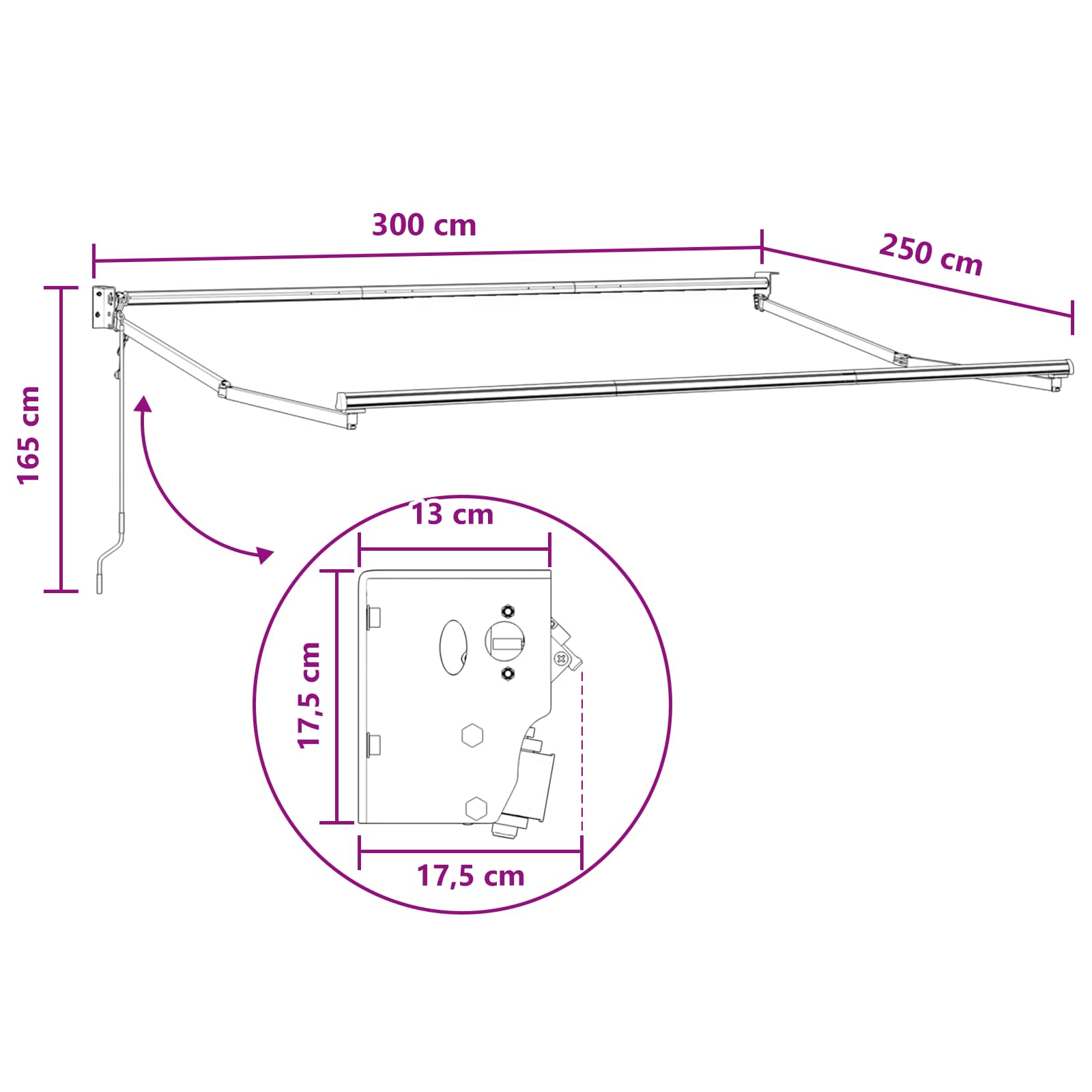 Nadstrešnica Sivosmeđa 3 x 2,5 m Poliester i metal