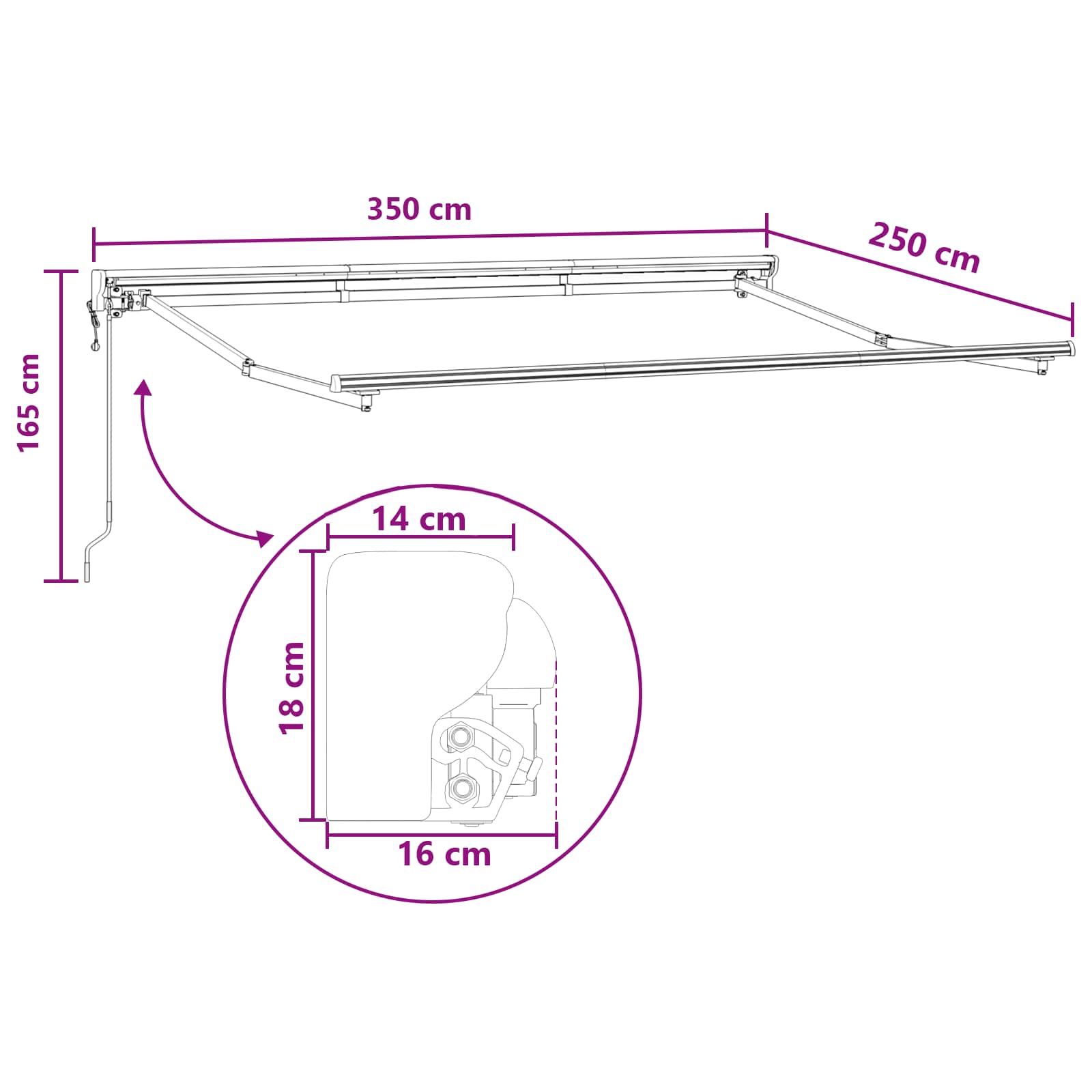Povlačivi tende Pijesak 3,5 x 2,5 m Poliester i aluminij