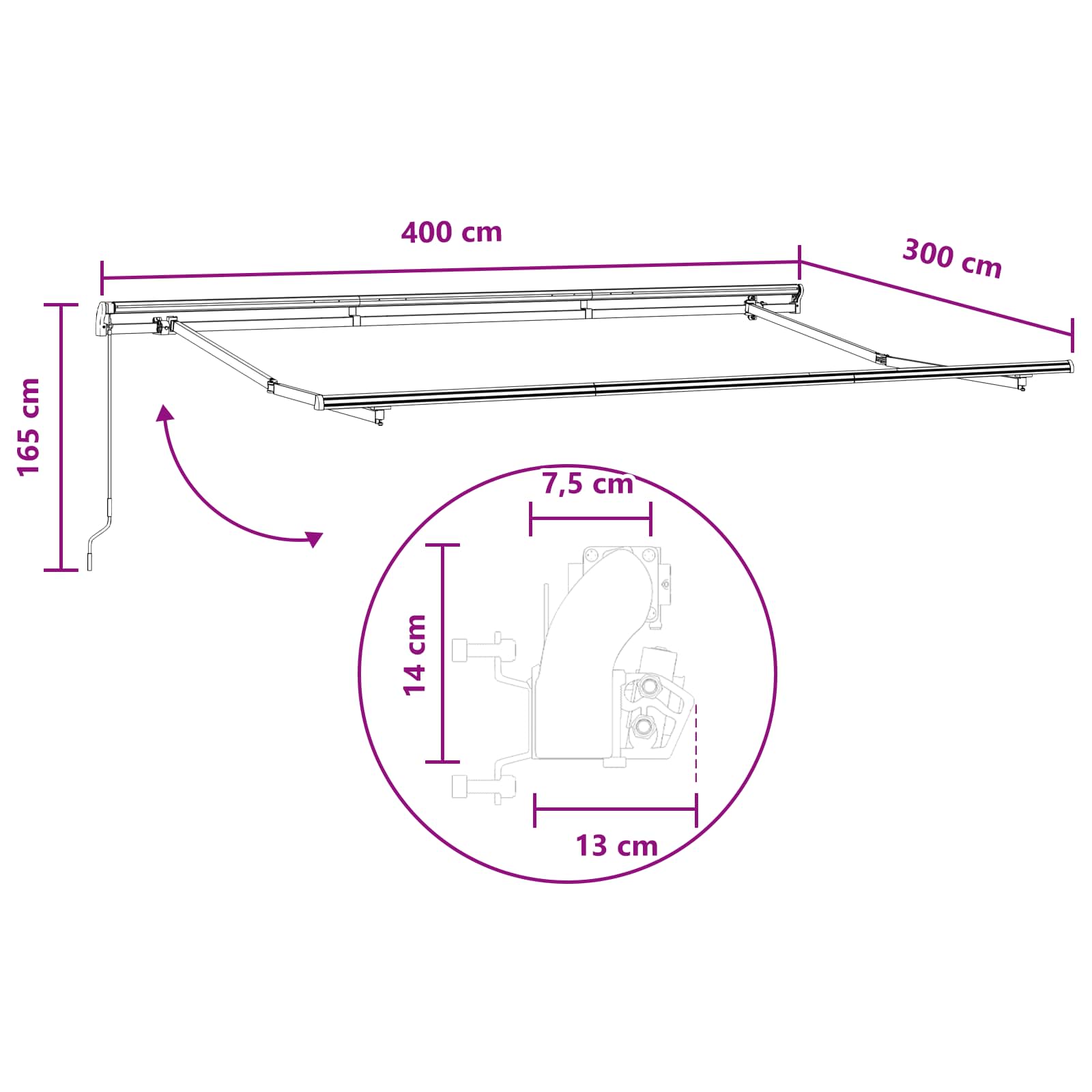 Povlačivi tende Pijesak 400 × 300 cm Poliester i aluminij