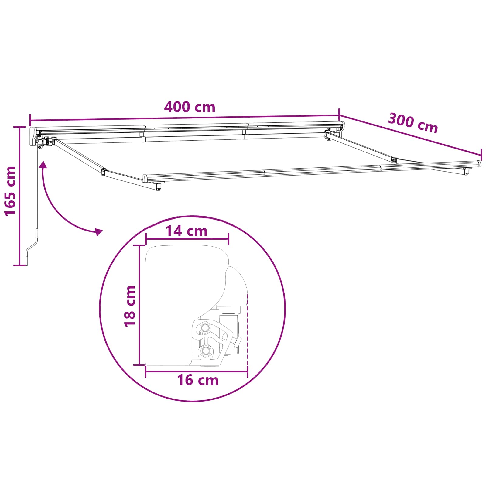Povlačivi tende Sivosmeđa 4 × 3 m Poliester i aluminij