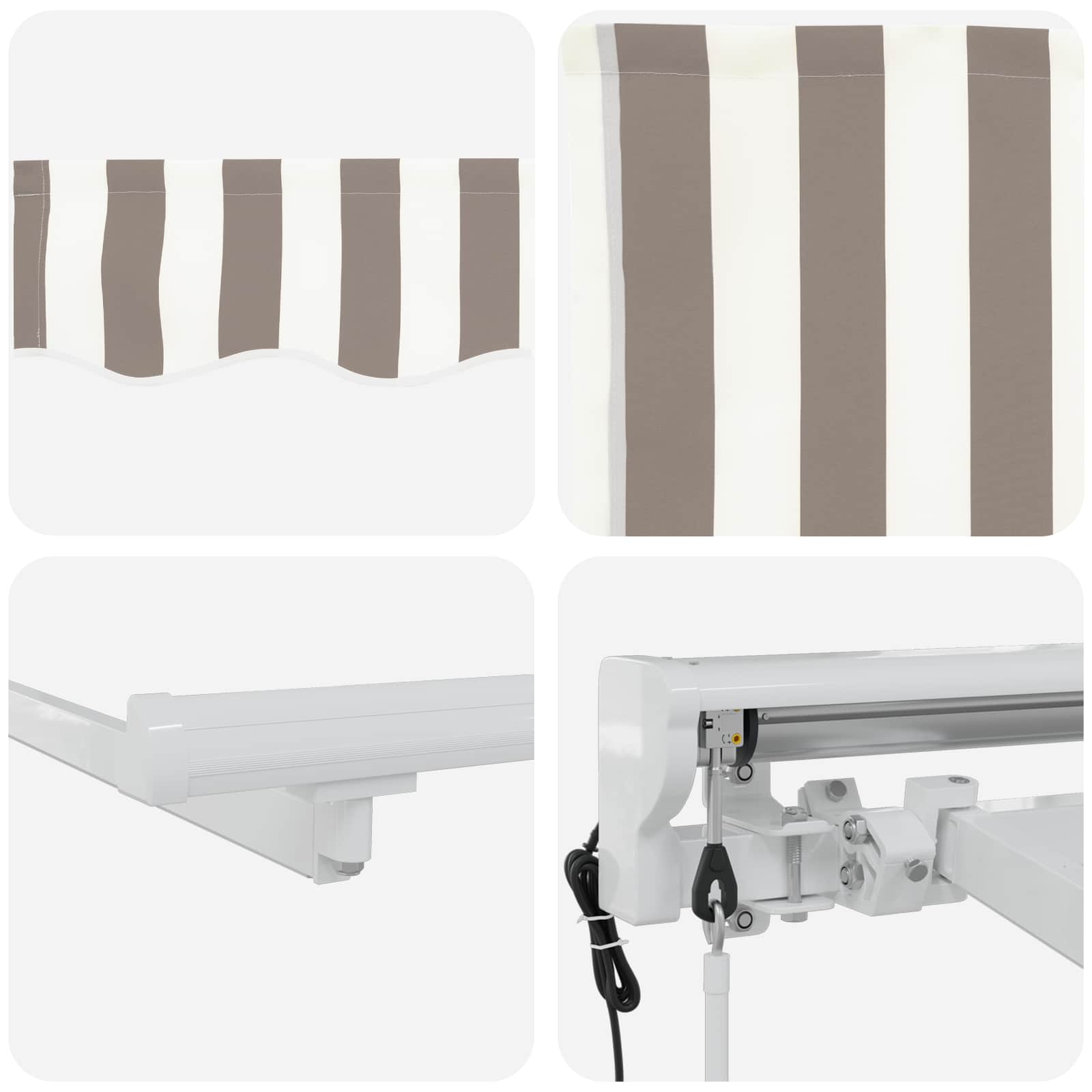 Električna retraktabilna tenda Svijetlo siva i bijela. 4 × 3 m