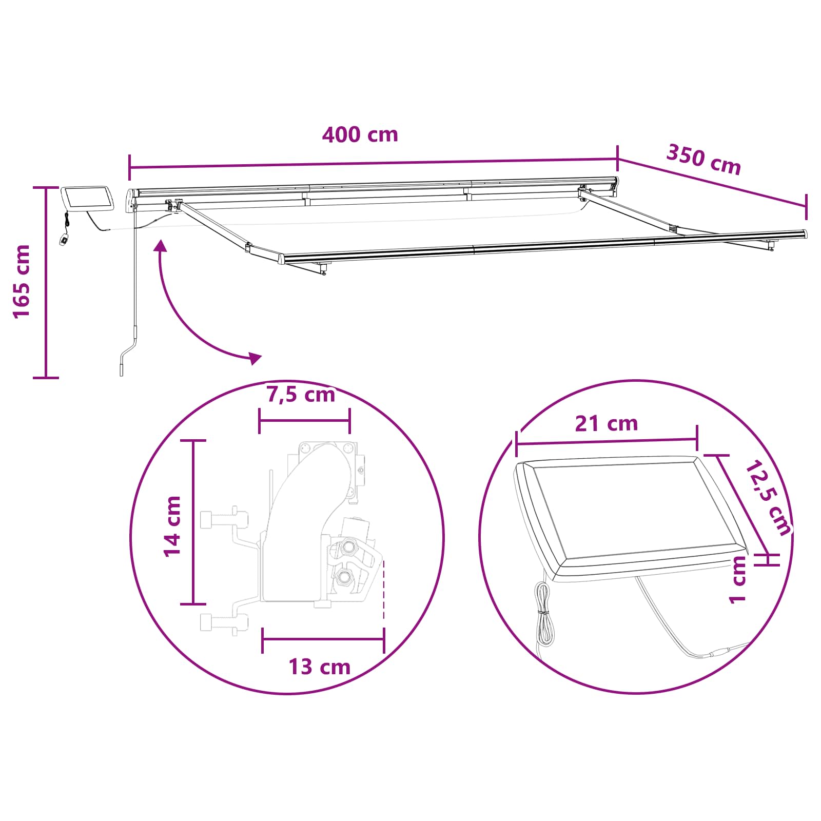 Povlačivi tende Pijesak 400 × 350 cm Tkanina i Aluminij