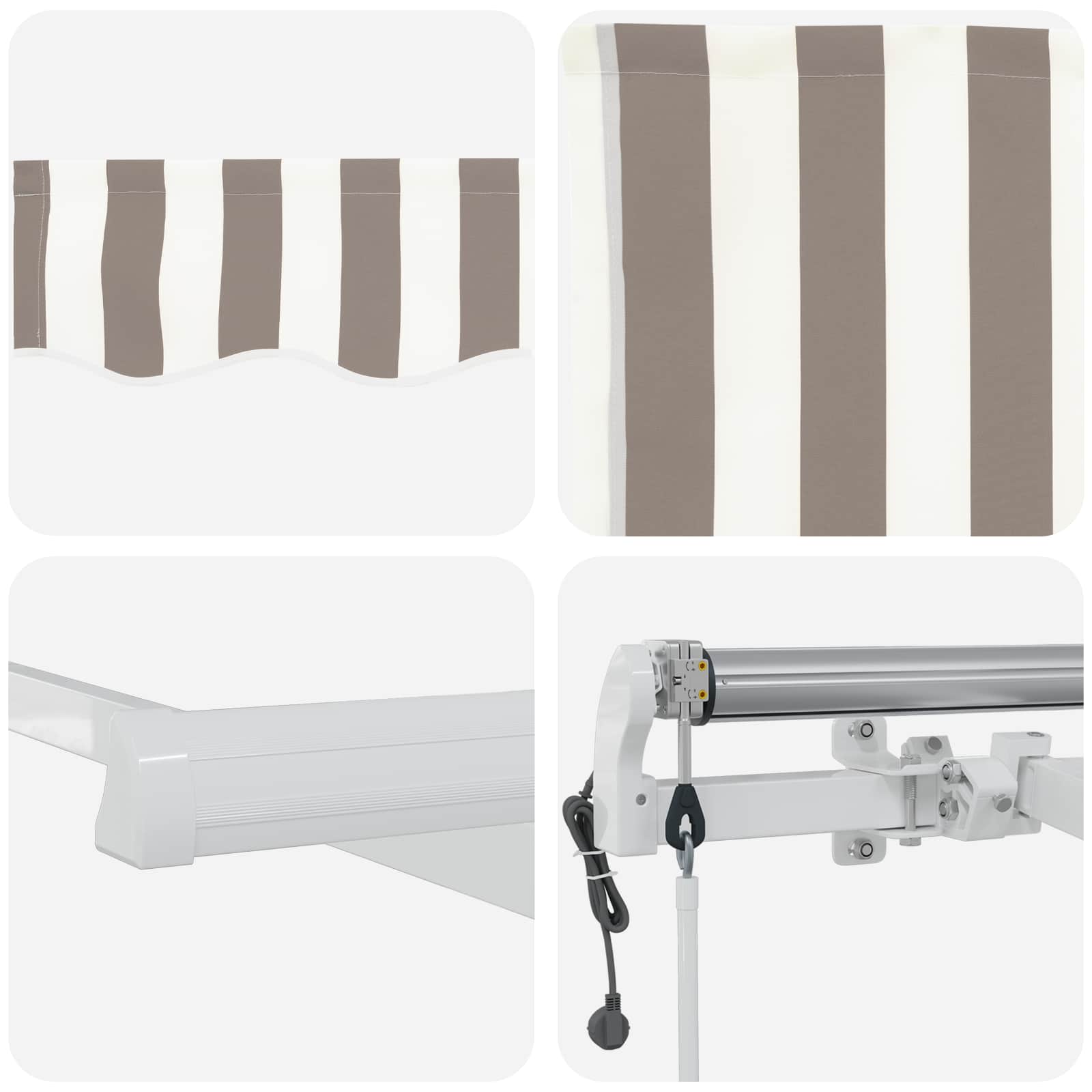 Povlačivi tende Svijetlo siva i bijela. 500 × 300 cm