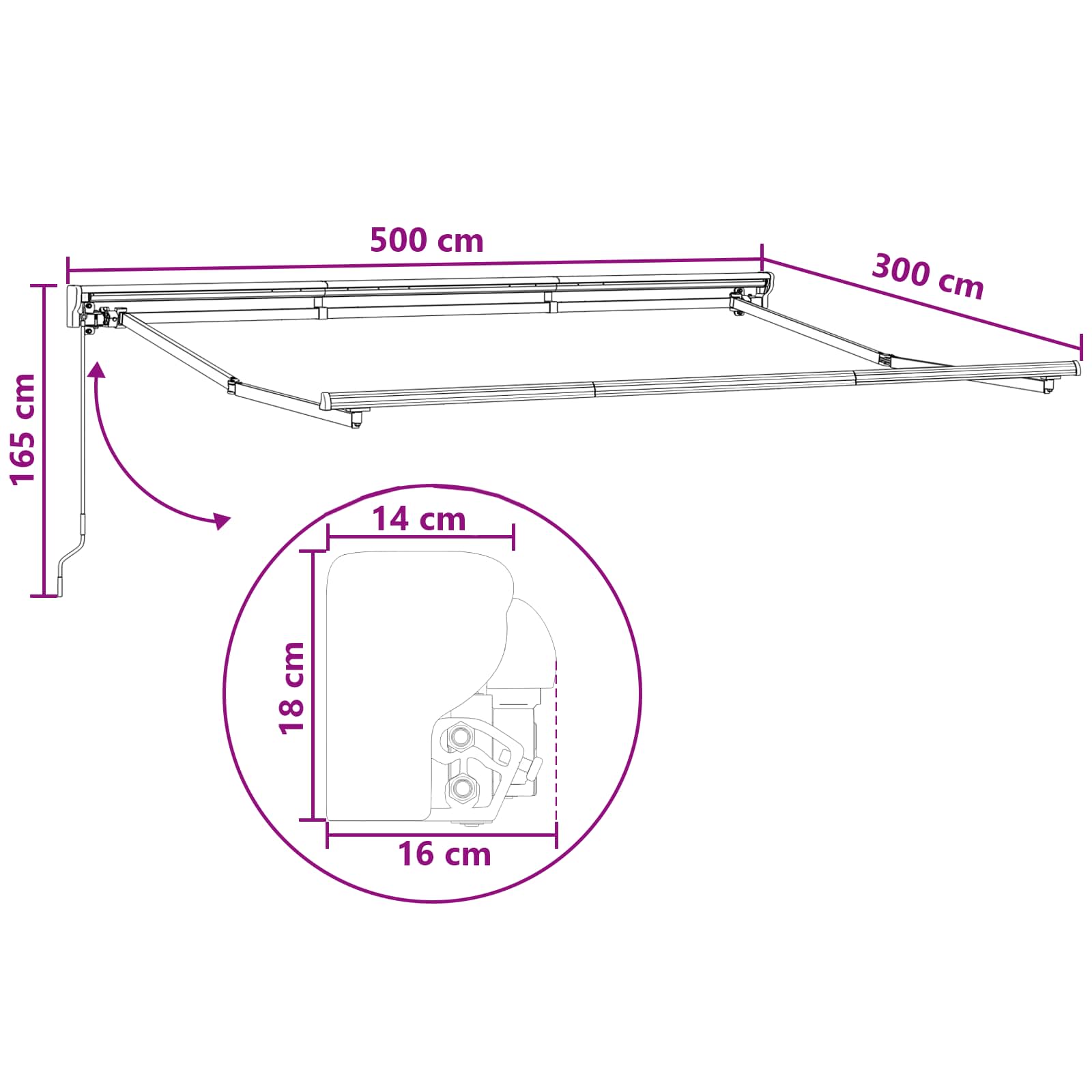Povlačivi tende Pijesak 5 x 3 m Poliester i aluminij