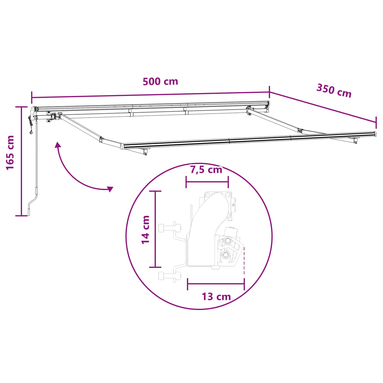 Povlačivi tende Pijesak 500 × 350 cm Tkanina i Aluminij