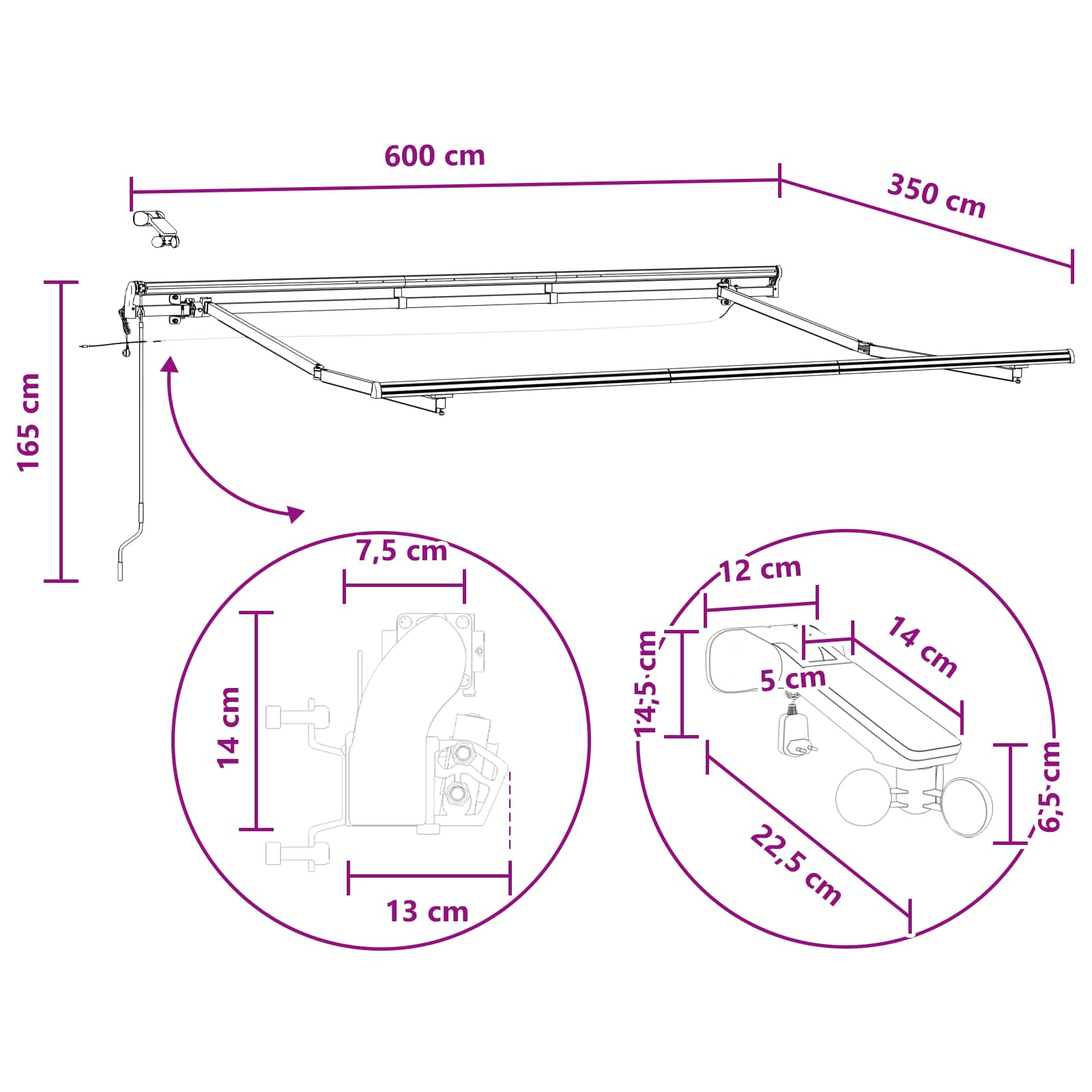 Tkanina za tende Sivosmeđa 600 × 350 cm Poliester