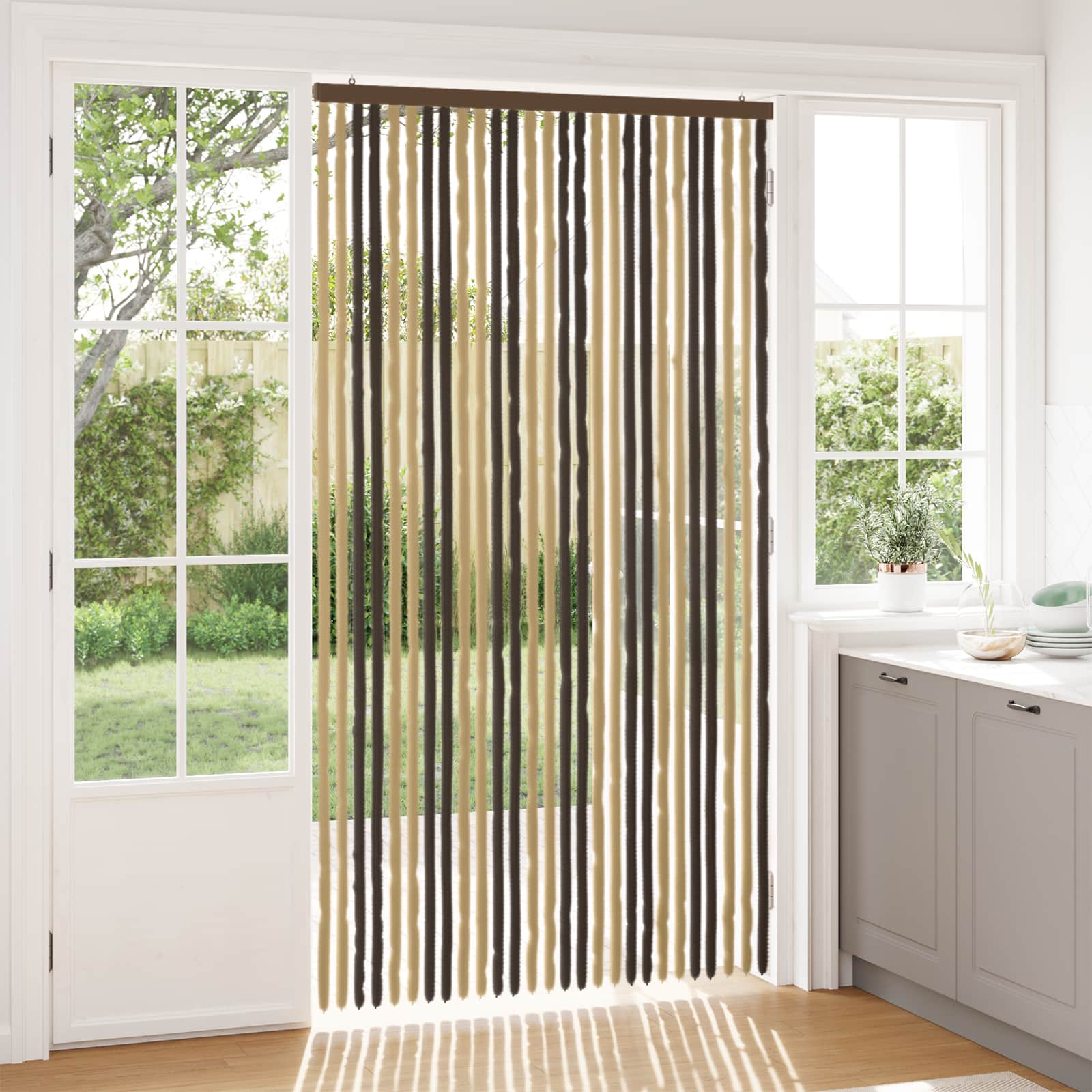 Zavjesa protiv insekata Chenille Tamno smeđa i bež 118 x 220 cm