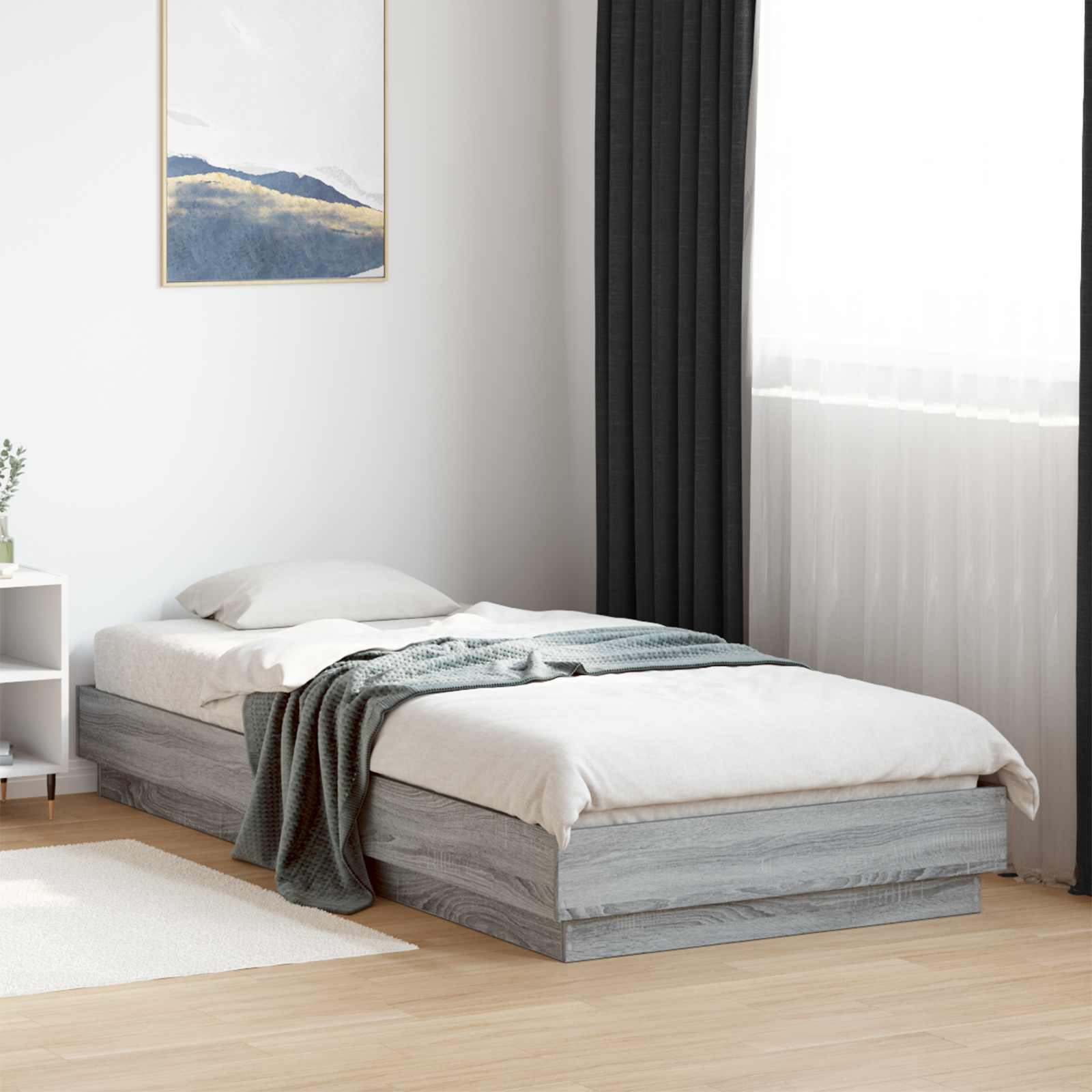Krevetna konstrukcija s LED svjetlom Siva Sonoma 80 x 200 cm
