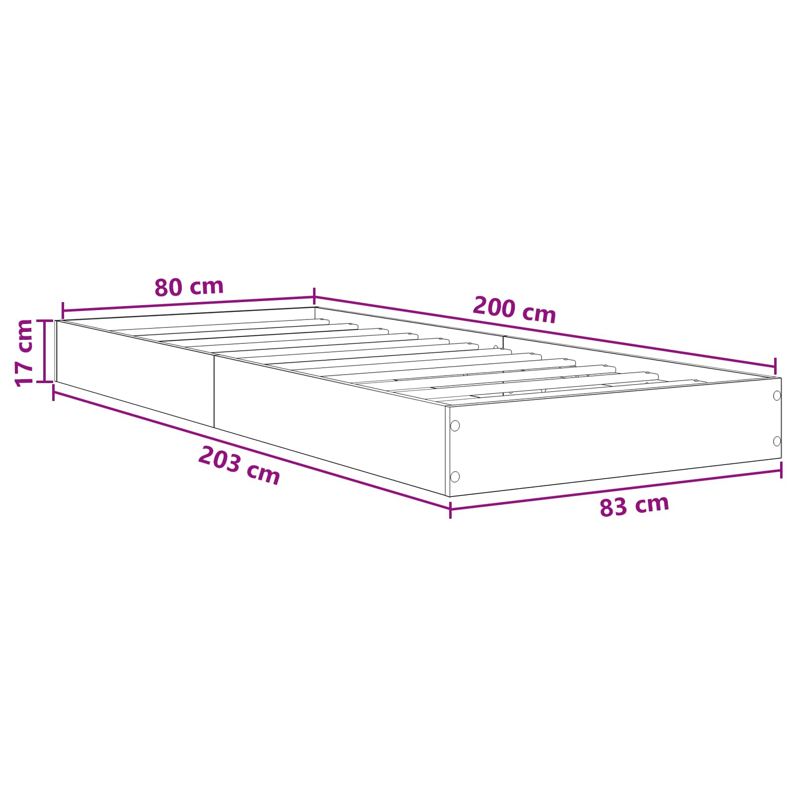 Okvir kreveta za pod Hrast sonoma 80 x 200 cm Konstruirano drvo