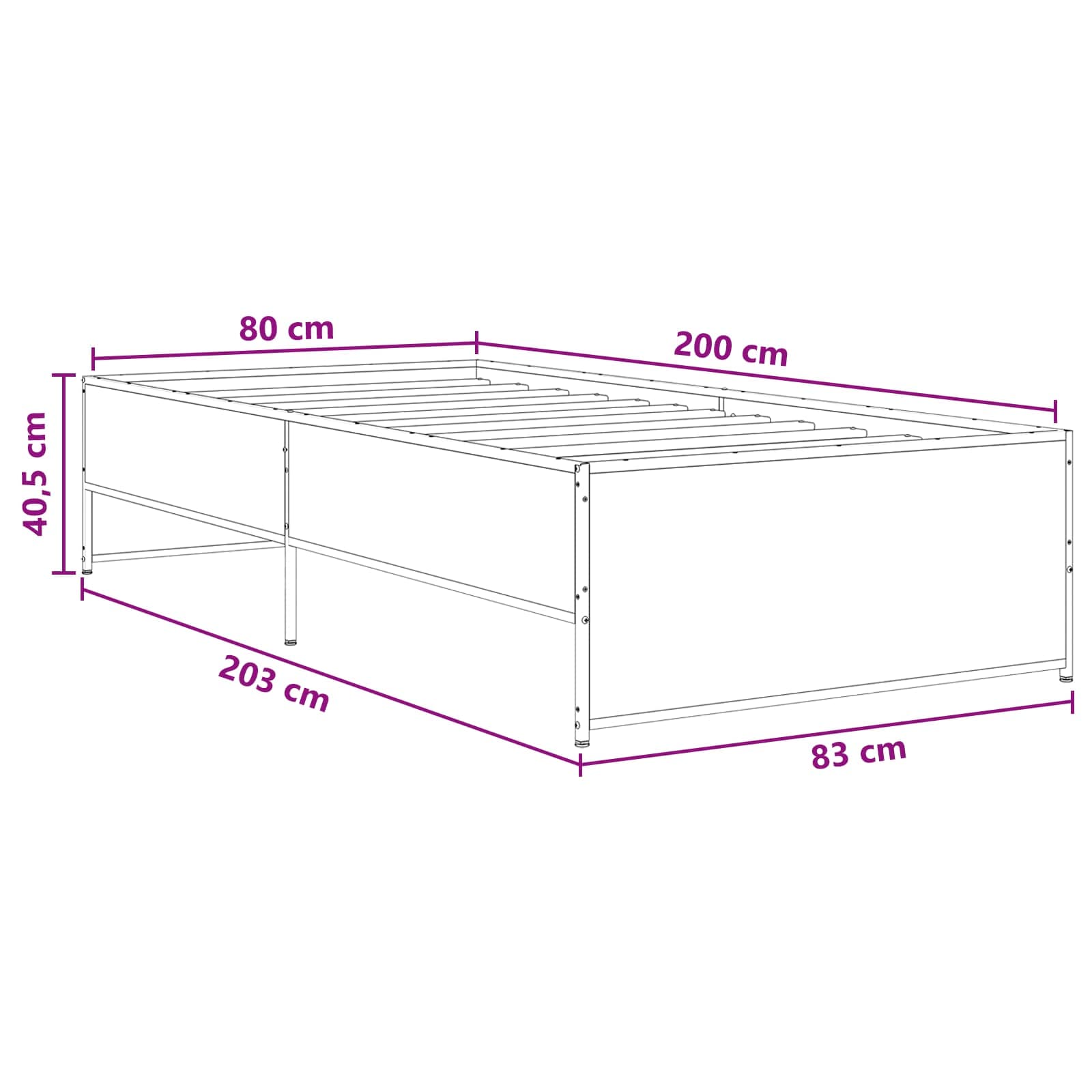 Krevetna konstrukcija Hrast artisan 80 x 200 cm