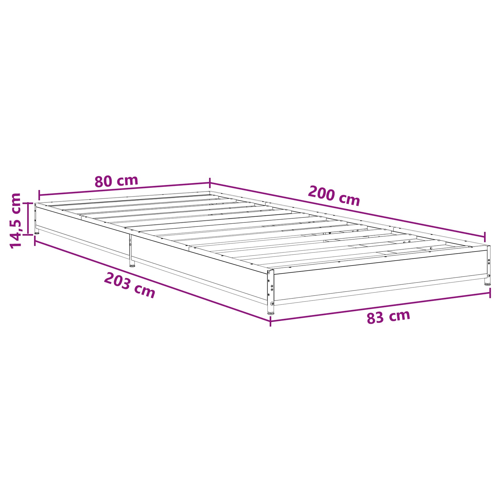 Krevetna konstrukcija Dimljeni hrast 80 x 200 cm