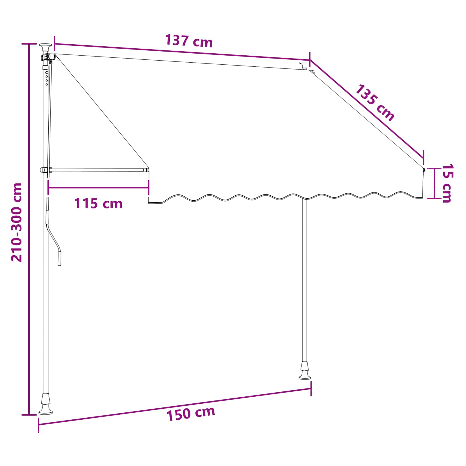 Ručno sklopiva tenda Sivosmeđa 150 cm