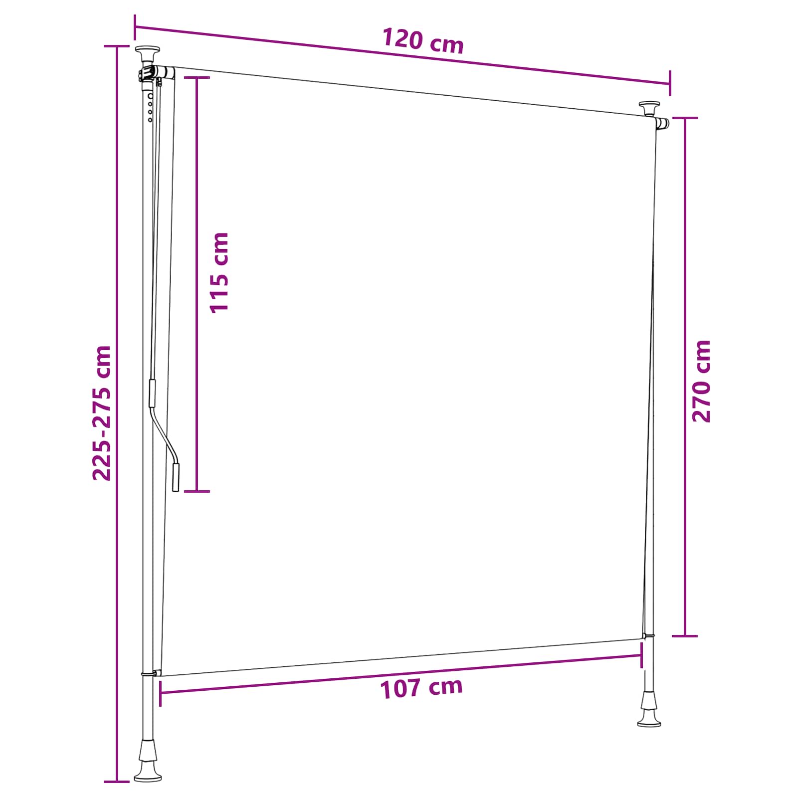 Vanjska Roleta Crna 120 x 270 cm