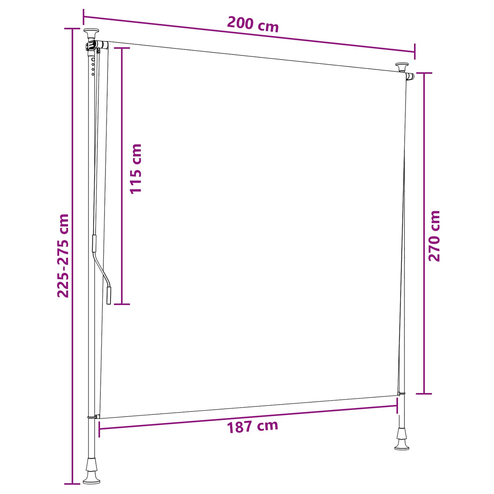 Vanjska Roleta Antracit i bijelo 200 x 270 cm