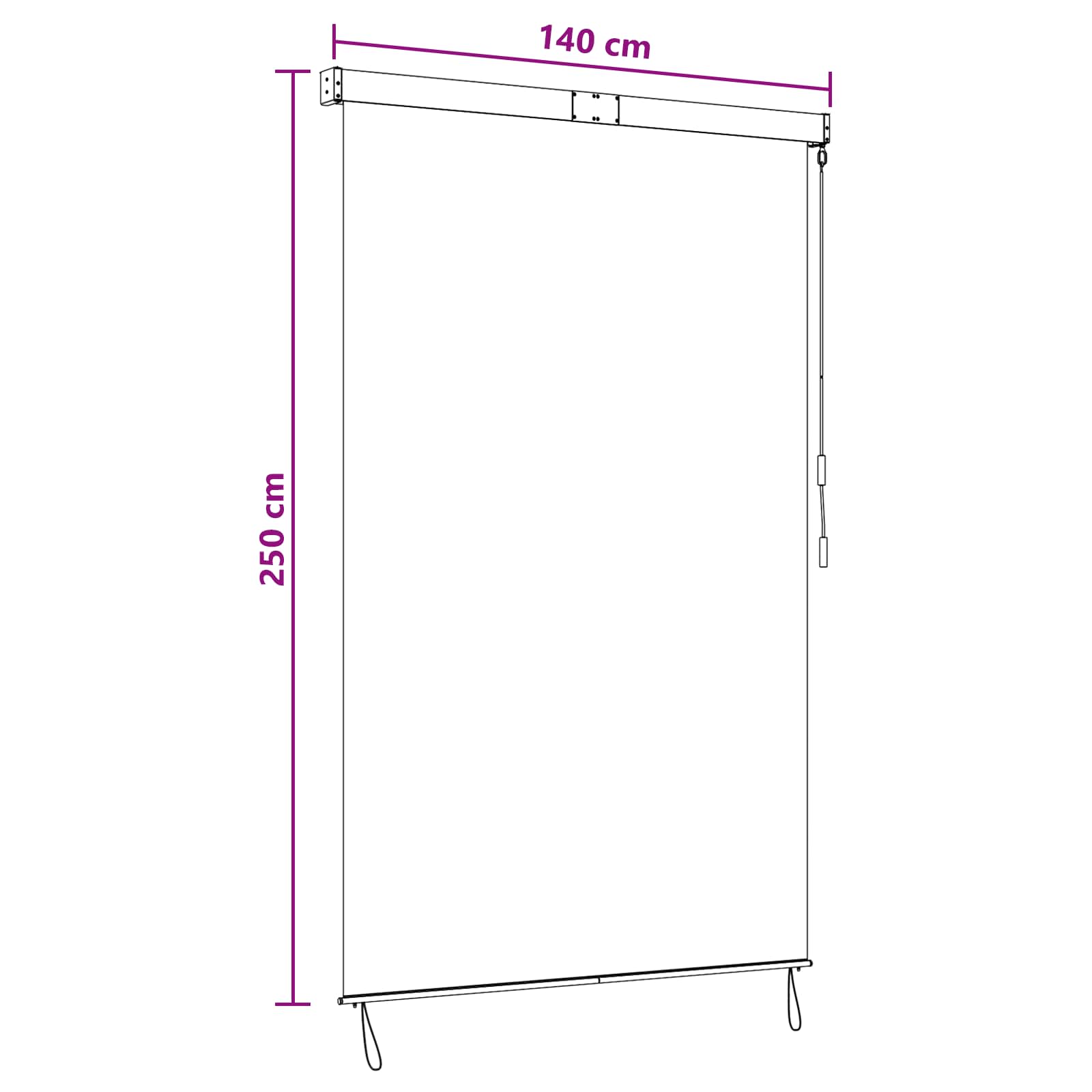 Rolo zavjesa Crna 140 x 250 cm Tkanina i aluminij