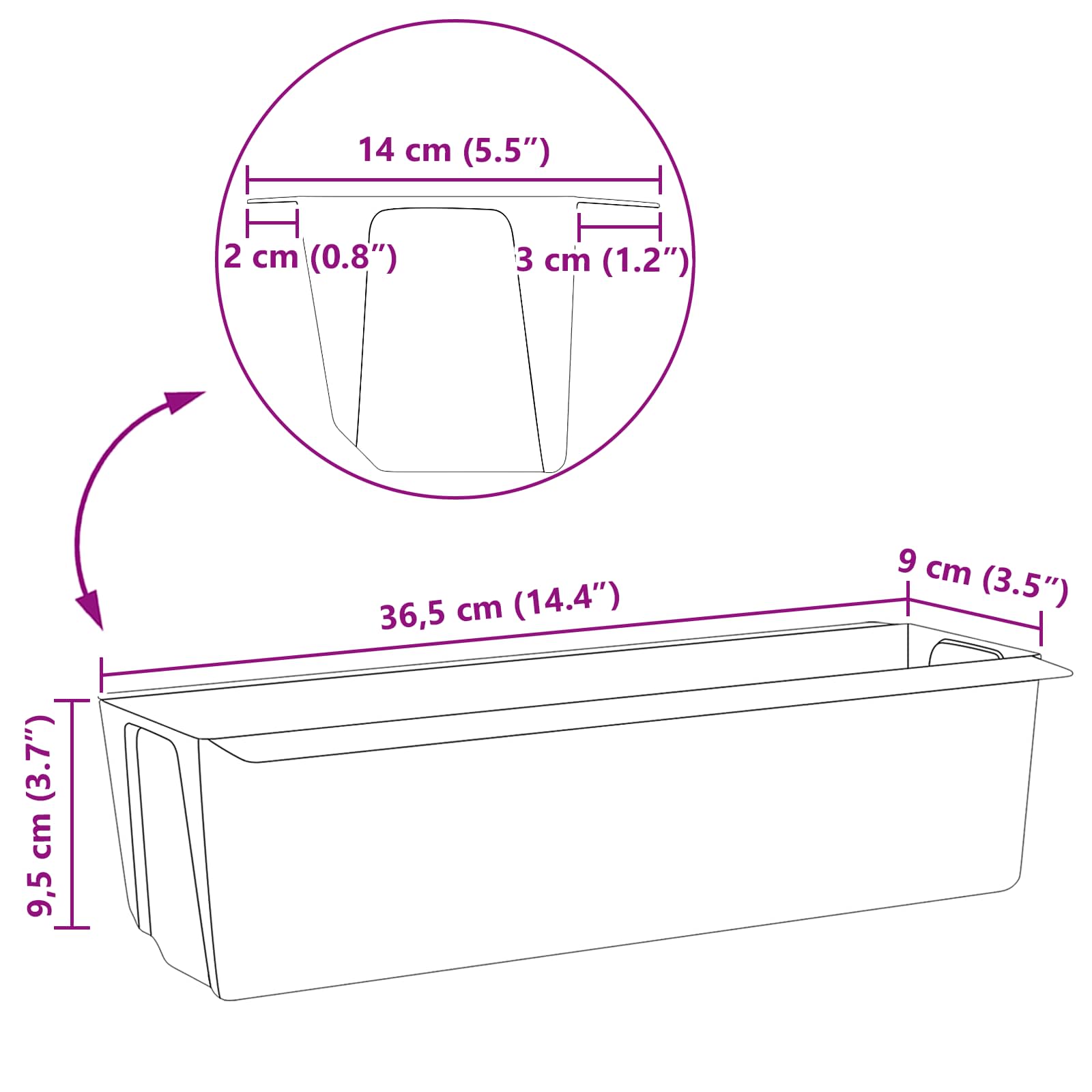 Kutije za cvijeće za Euro palete 12 pcs Crna 36 x 13,5 x 9,5 cm
