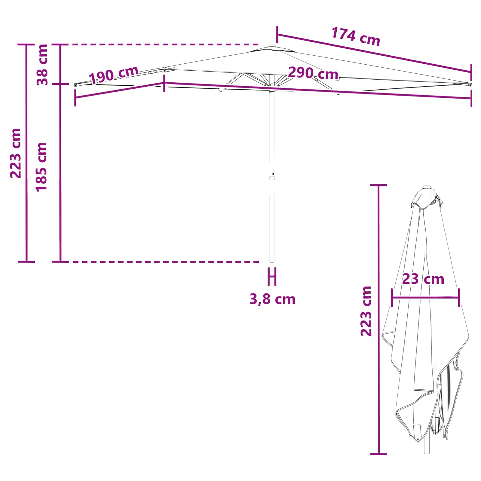 Vrtni suncobran 200 x 300 cm Poliester Pravokutni Sivosmeđa