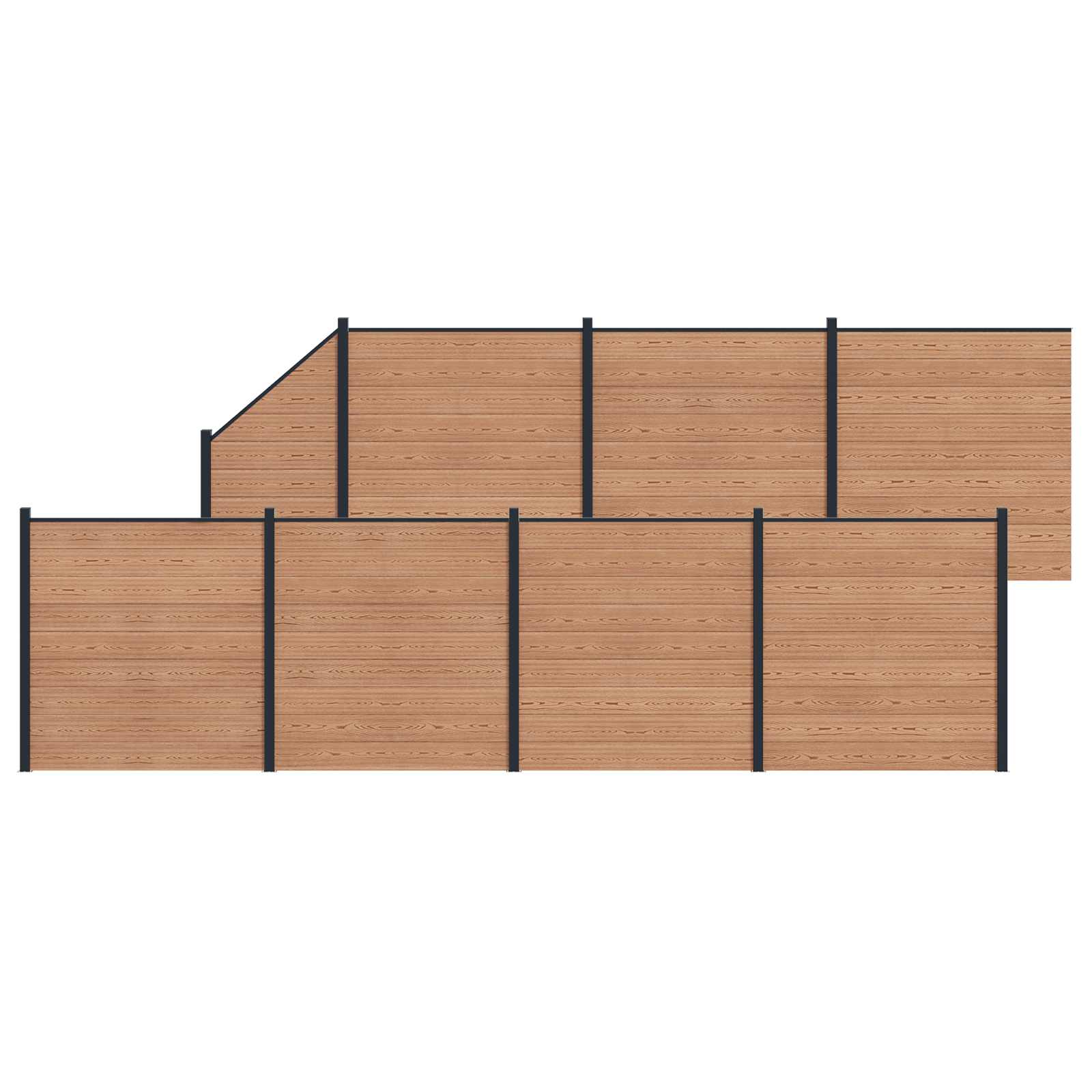 Panel ograde 8 pcs WPC i aluminij Smeđa