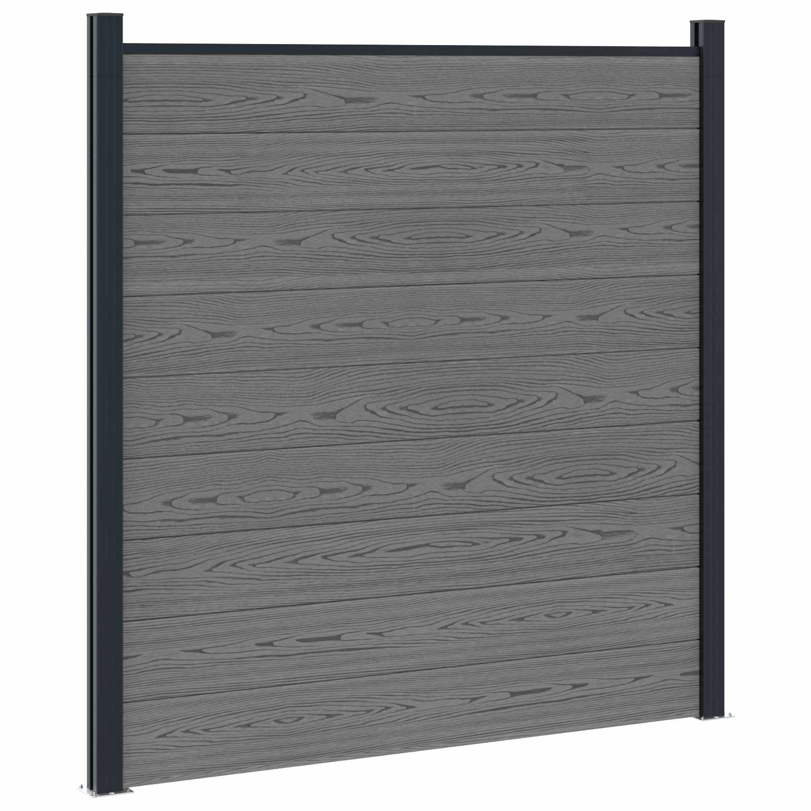 Panel ograde 6 pcs WPC i aluminij Siva