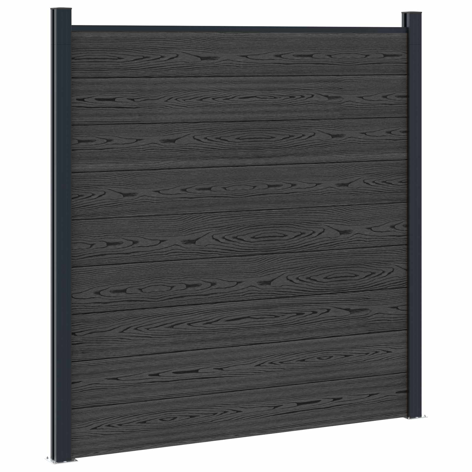 Panel ograde 4 pcs WPC i aluminij Crna