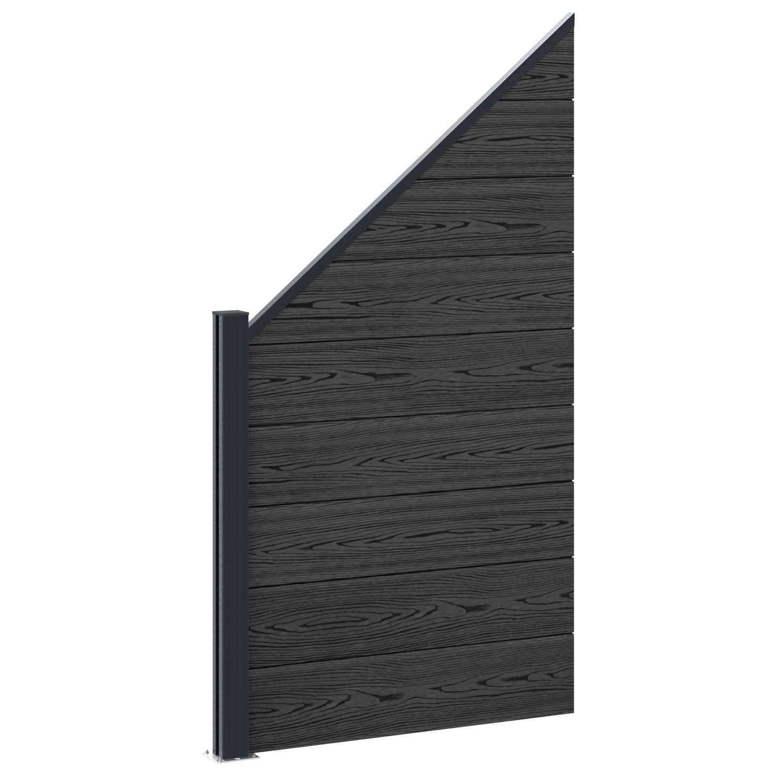 Panel ograde 5 pcs WPC i aluminij Crna