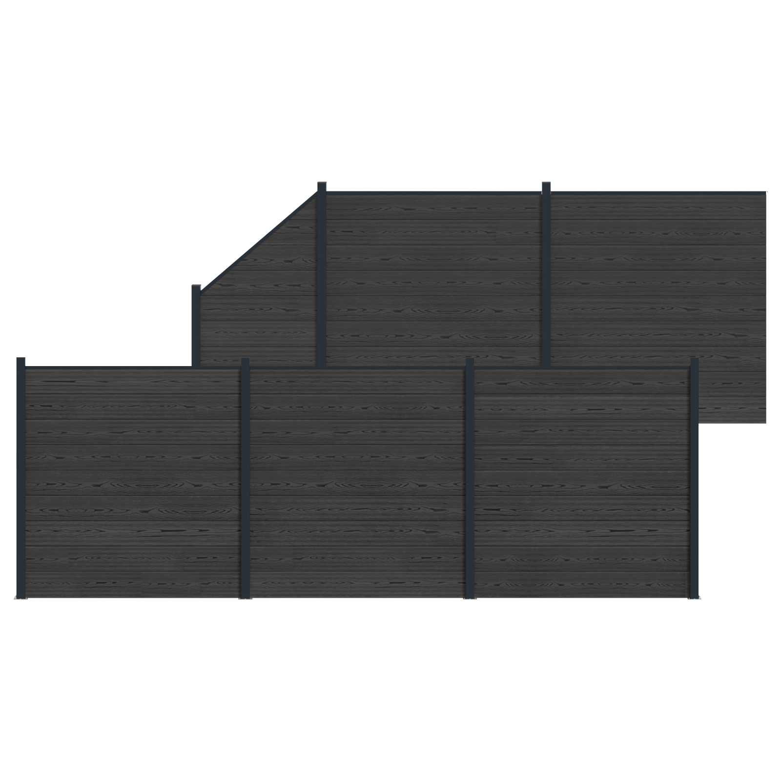 Panel ograde 6 pcs WPC i aluminij Crna