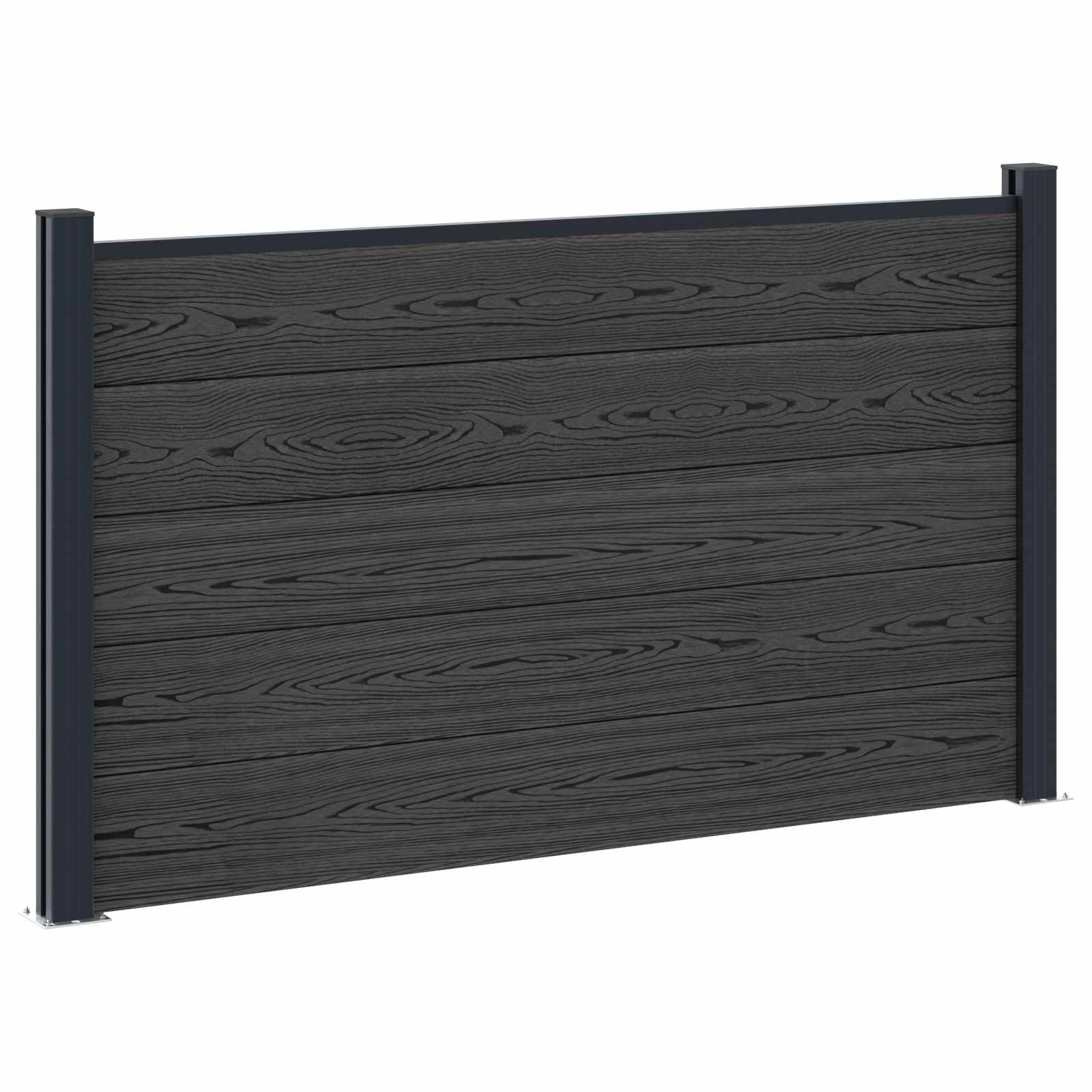 Panel ograde 4 pcs WPC i aluminij Crna