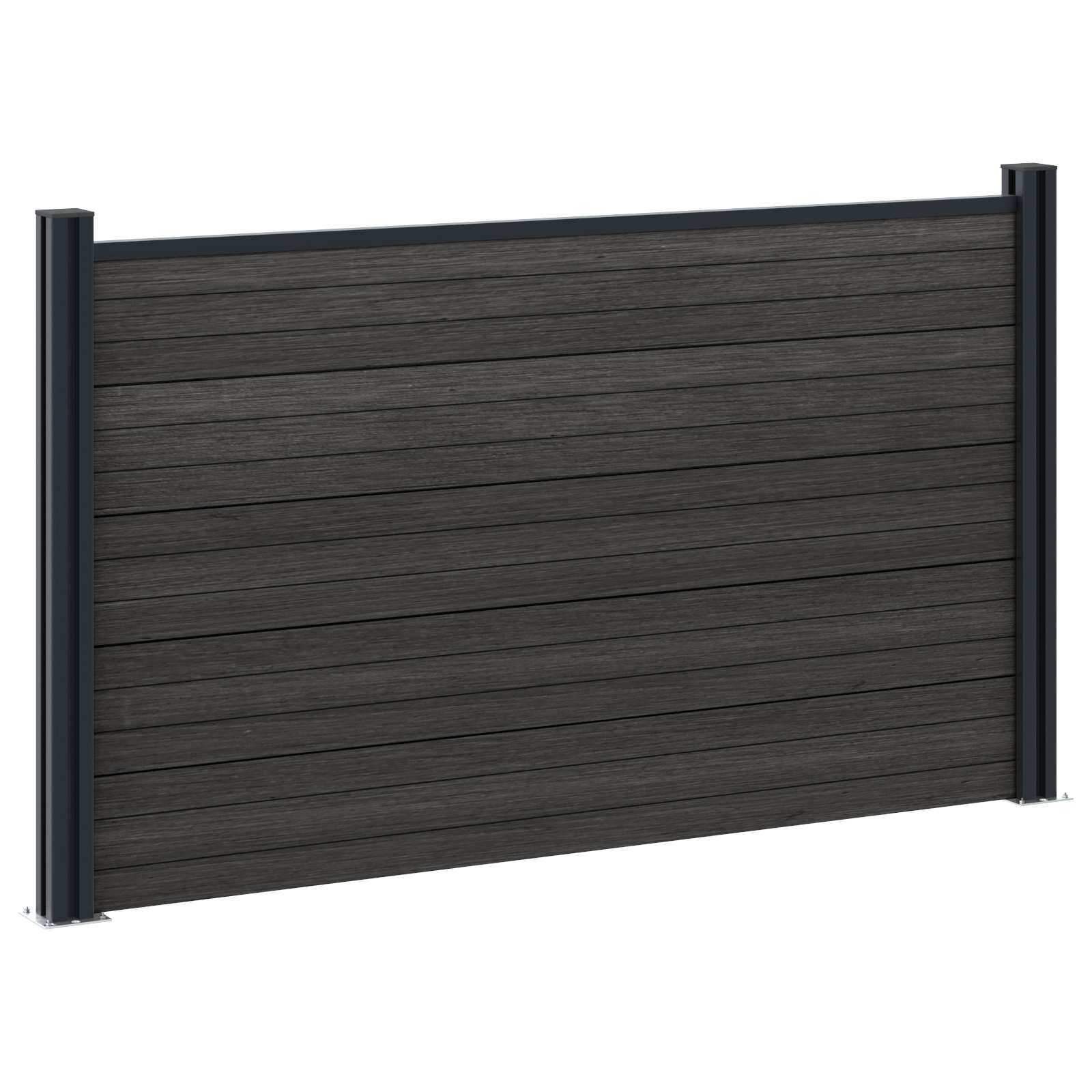 Panel ograde 6 pcs WPC i aluminij Crna