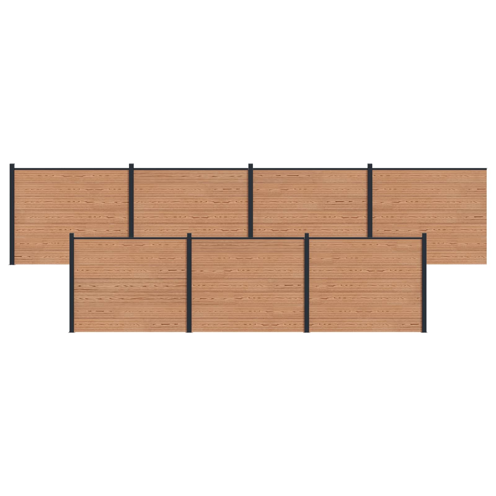 Panel ograde 7 pcs WPC i aluminij Smeđa