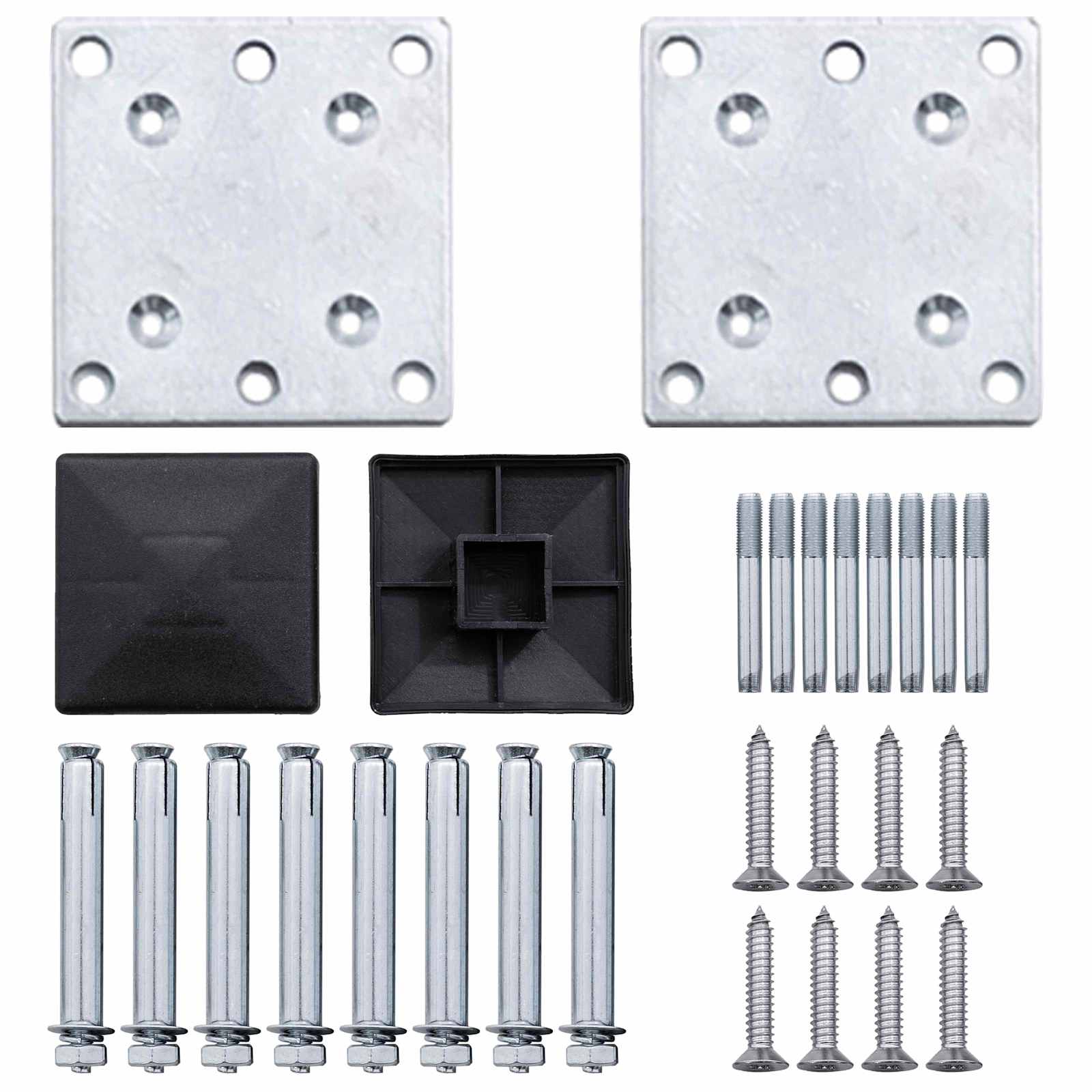 Panel ograde 4 pcs WPC i aluminij Crna