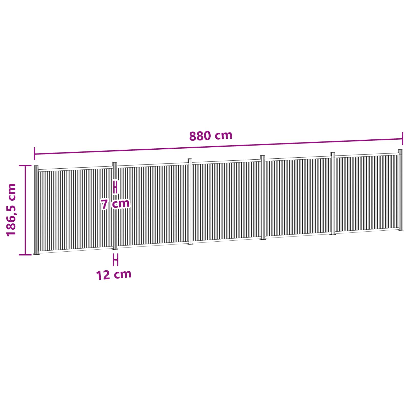 Panel ograde 5 pcs WPC i aluminij Crna