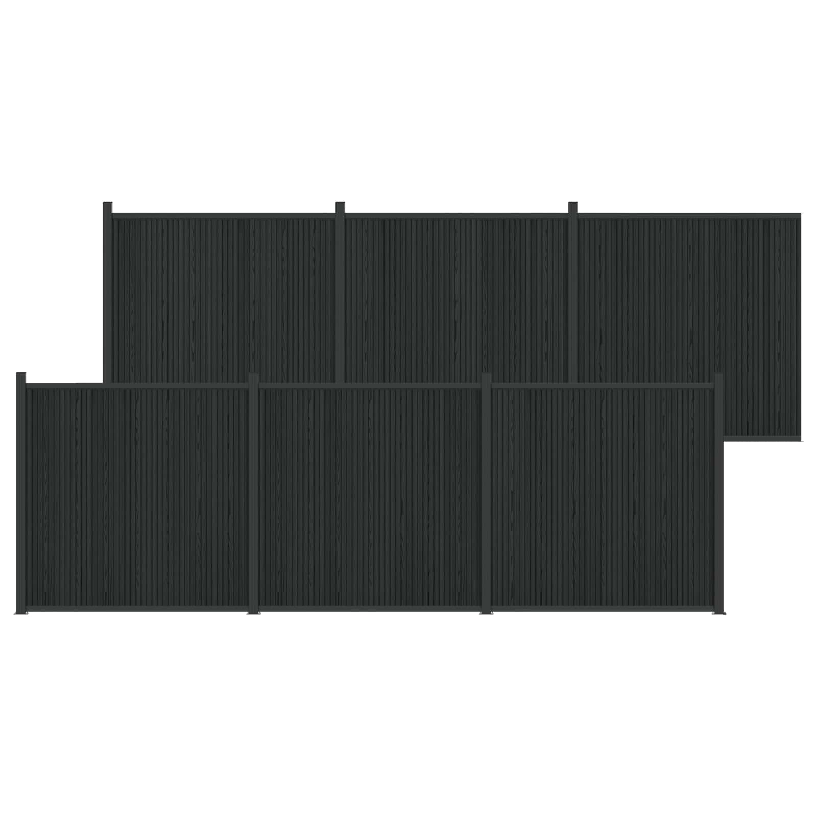 Panel ograde 6 pcs WPC i aluminij Crna