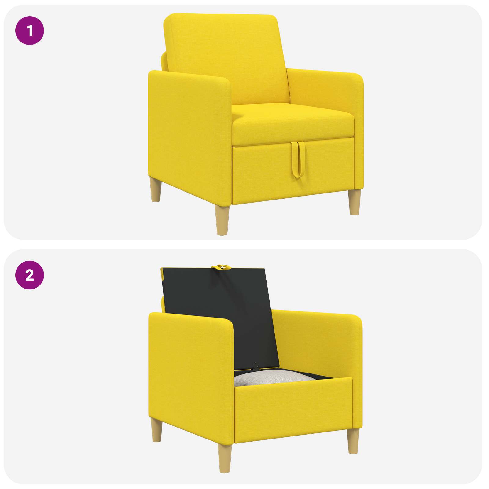 Sofa s pohranom Svijetlo žuta 72 x 78 x 87 cm Poliester