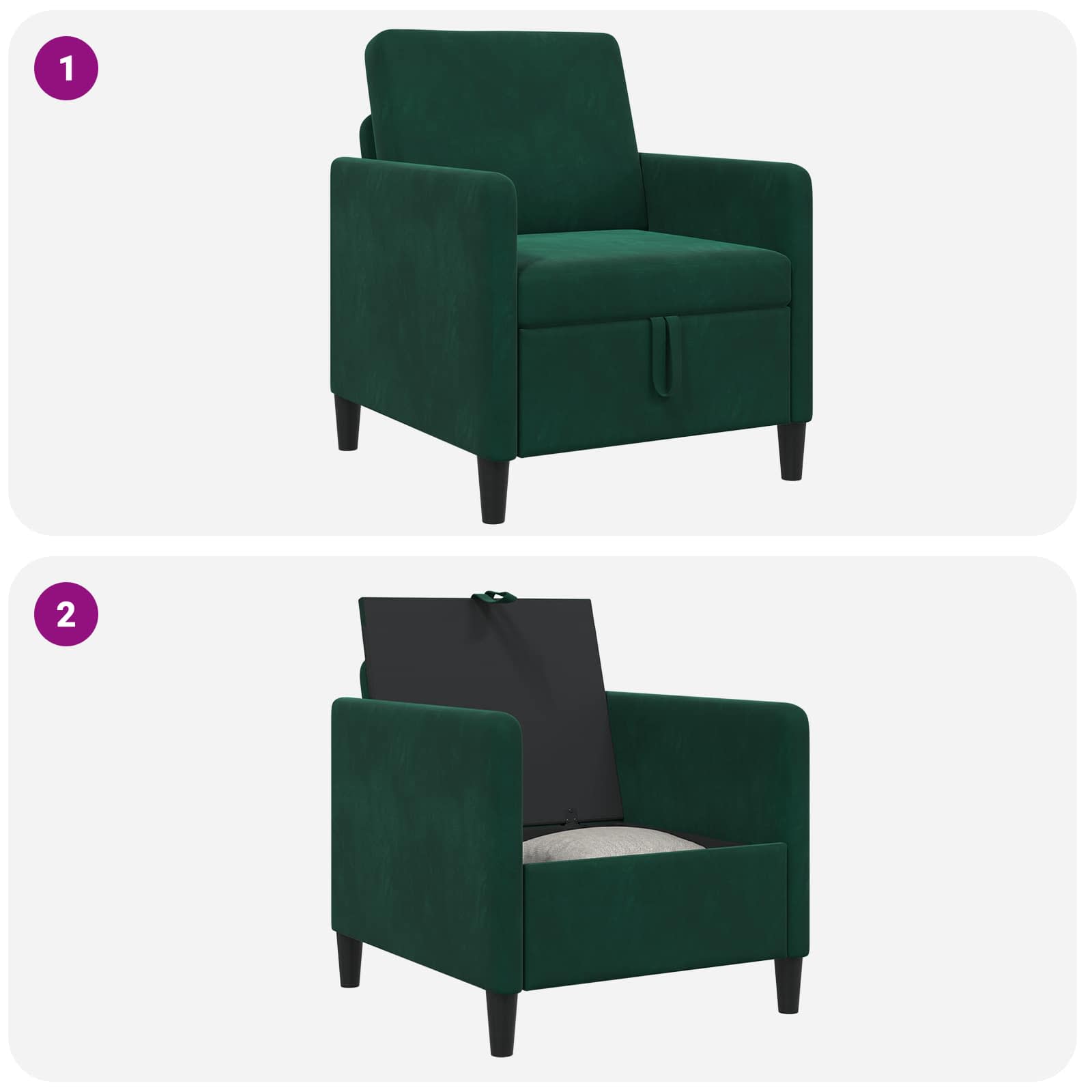 Sofa s pohranom Tamnozelena 72 x 78 x 87 cm Poliester