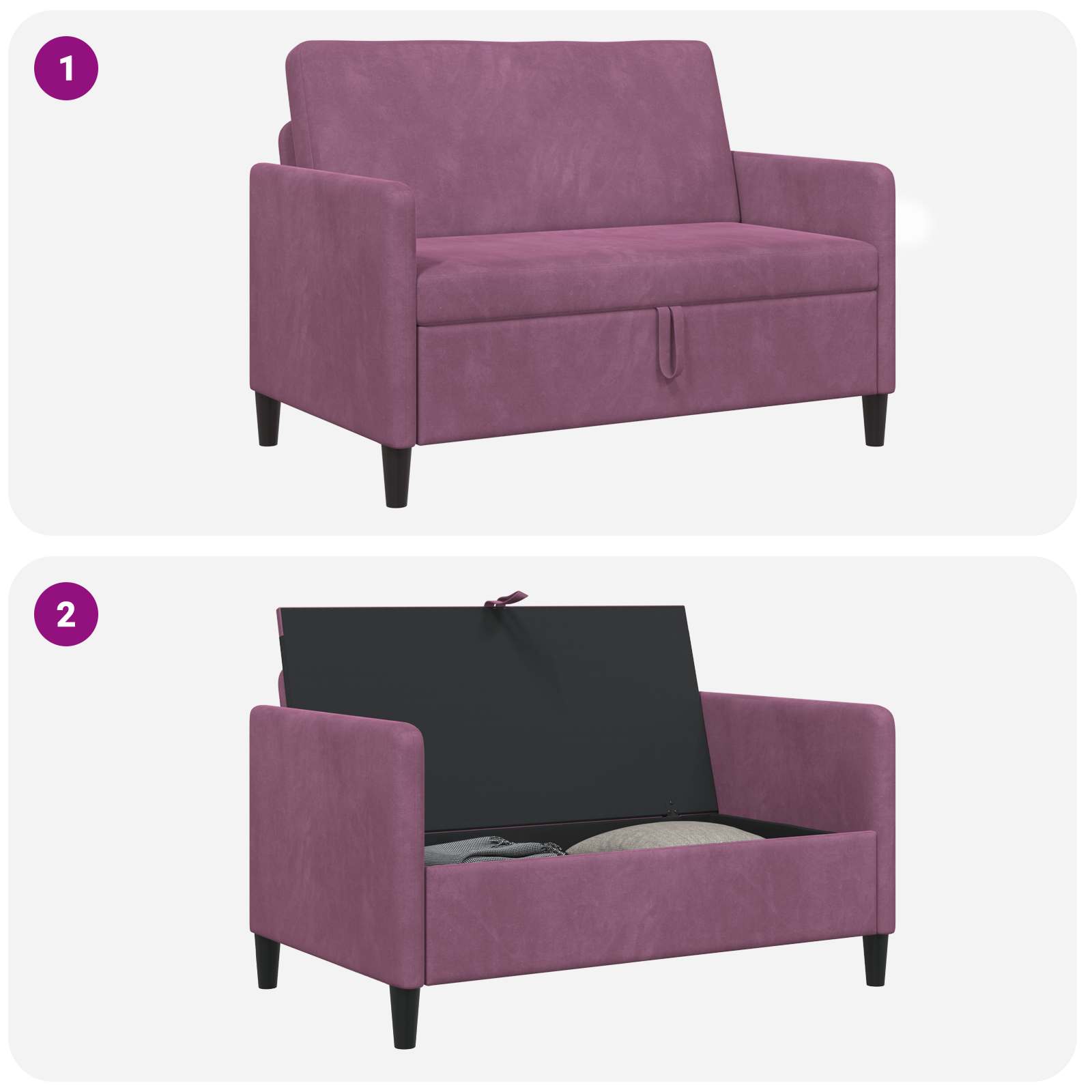 Sofa s pohranom Ljubičasta 122 x 78 x 87 cm Poliester