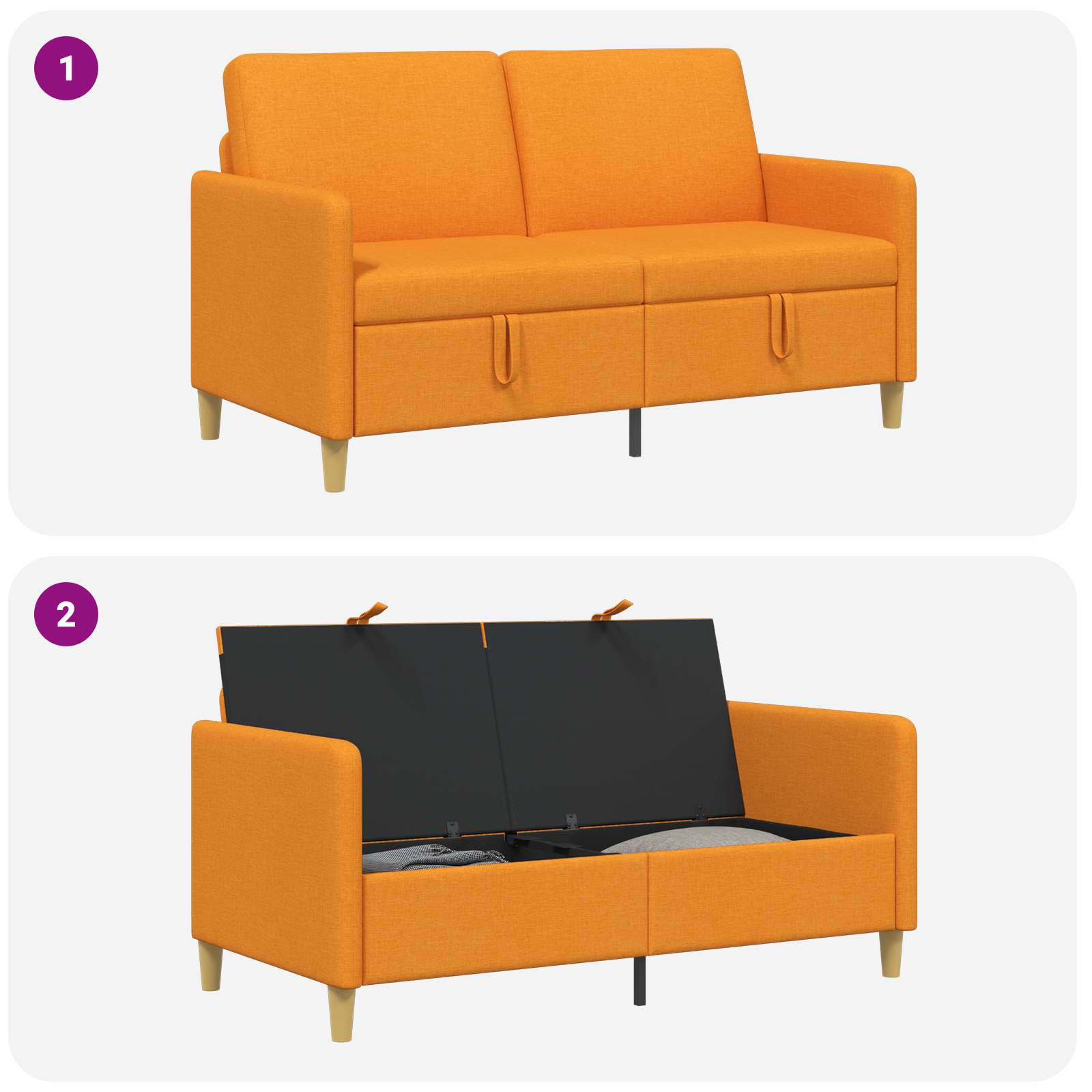 Sofa s pohranom Tamno žuta 152 x 78 x 87 cm Poliester