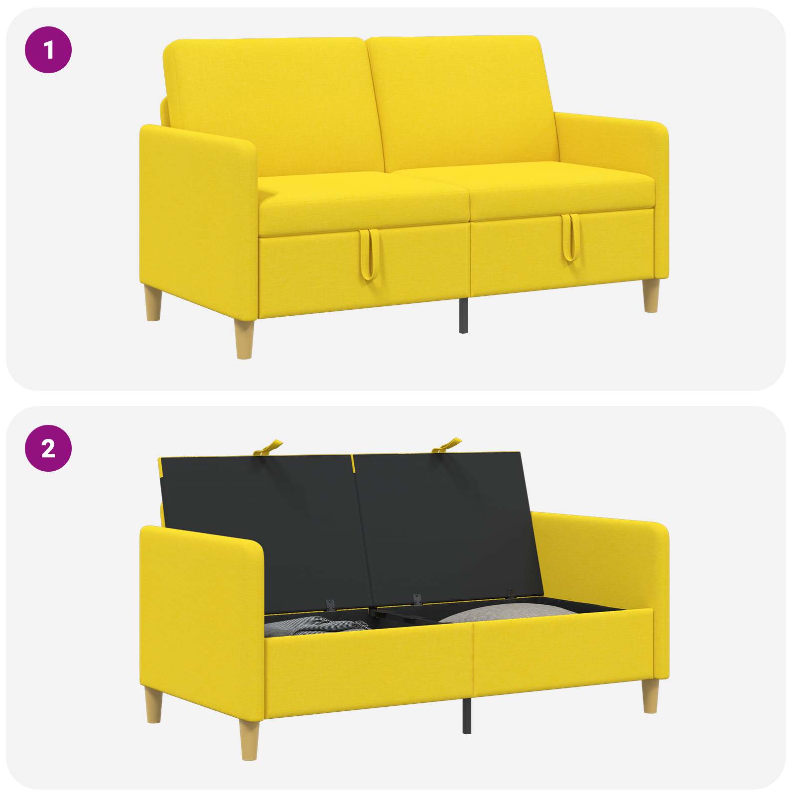 Sofa s pohranom Svijetlo žuta 152 x 78 x 87 cm Poliester