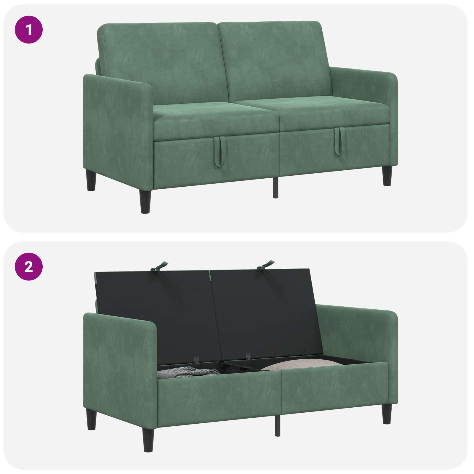 Sofa s pohranom Morska zelena 152 x 78 x 87 cm Poliester